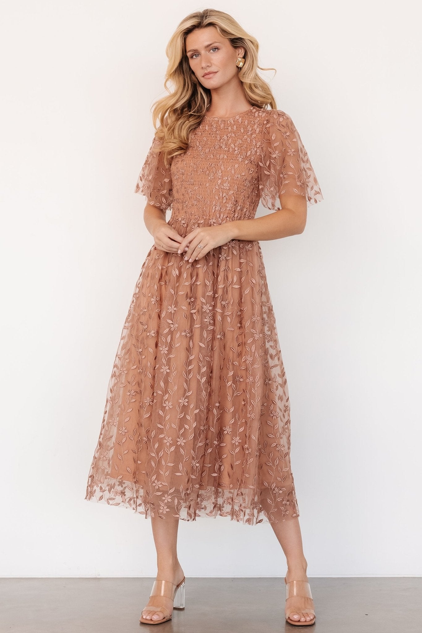 Kendra Embroidered Dress | Nude Rose - Baltic Born