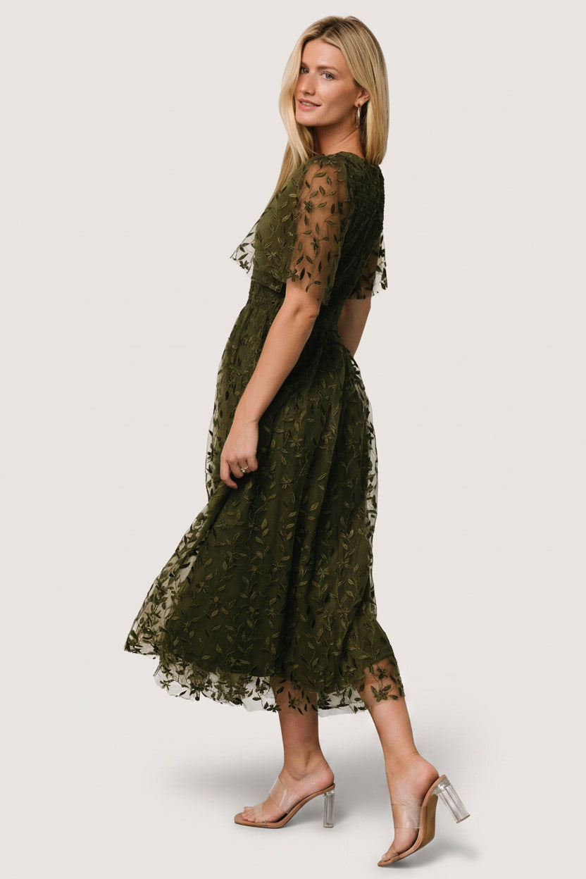 Kendra Embroidered Dress | Olive