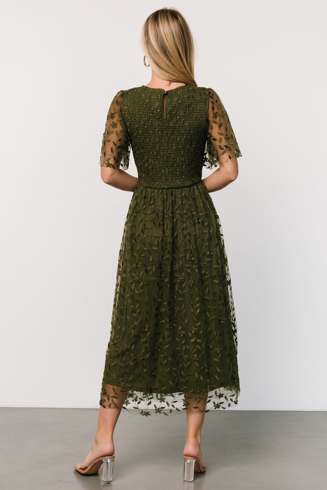 Kendra Embroidered Dress | Olive - Baltic Born