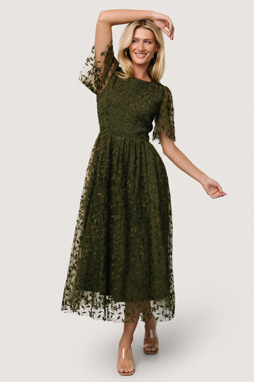 Baltic Born Womens Kendra Embroidered Dress | Olive | Size: XL Baltic Born Womens Kendra Embroidered Dress | Olive | Size: XL