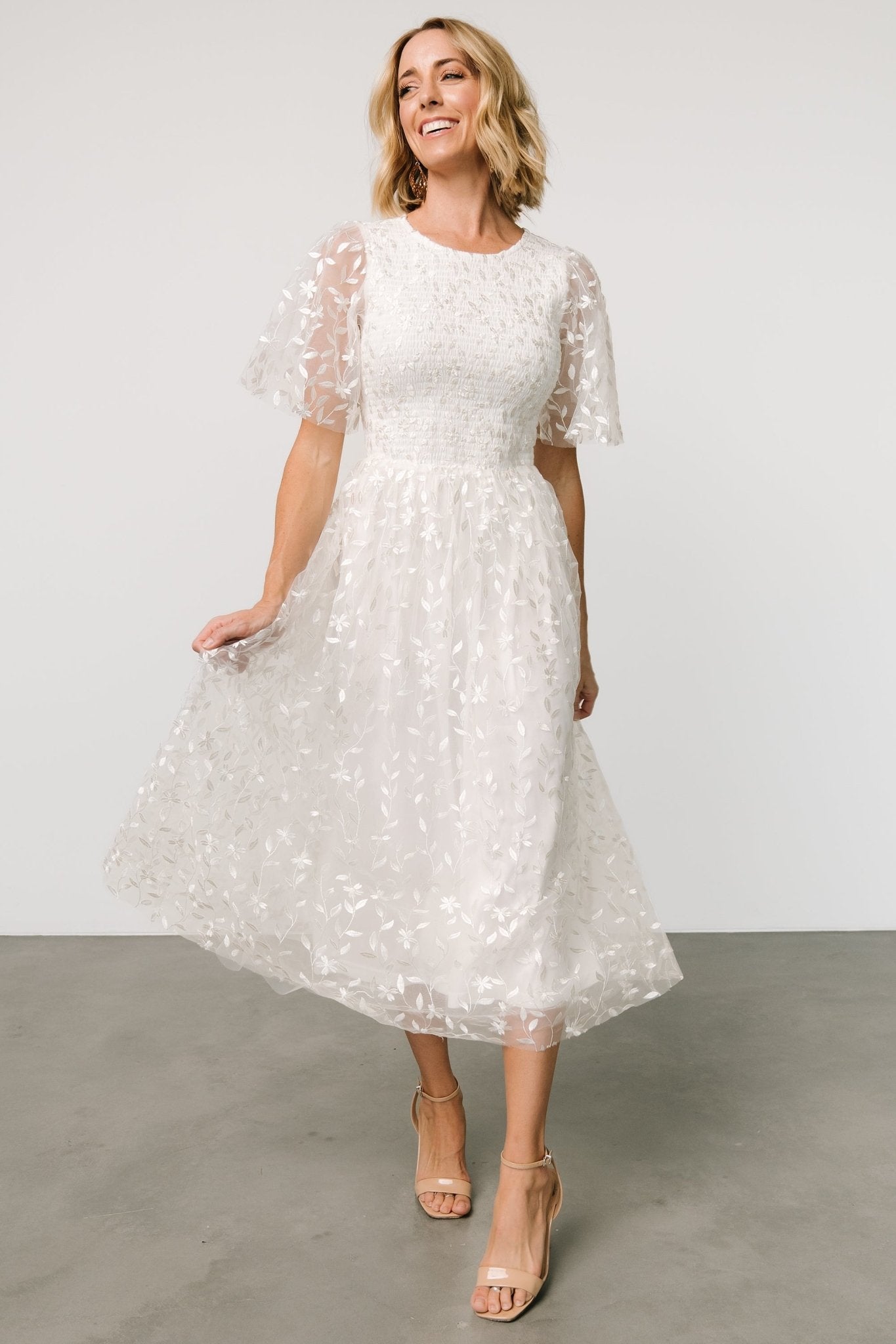 Kendra Embroidered Dress | White - Baltic Born