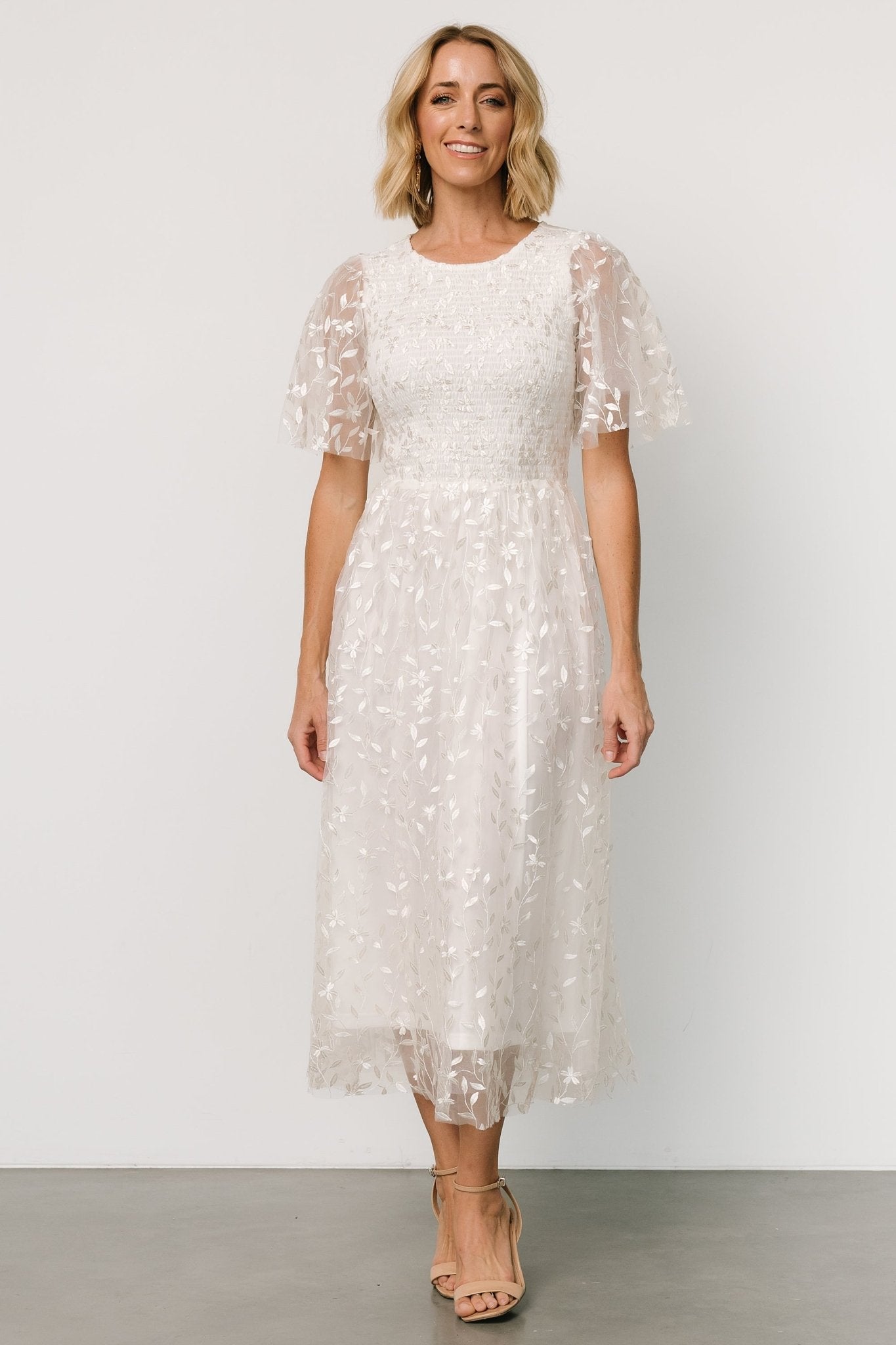 Kendra Embroidered Dress | White - Baltic Born