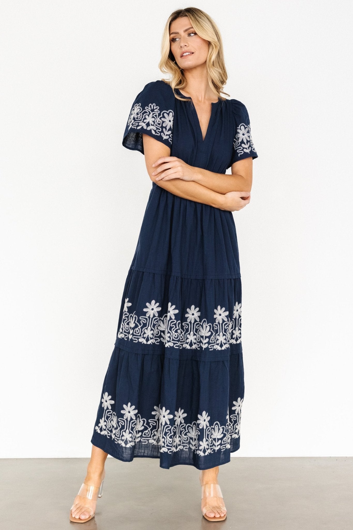 Kennedy Embroidered Maxi Dress | Blue - Baltic Born