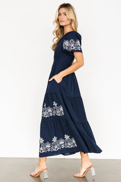 Kennedy Embroidered Maxi Dress | Blue - Baltic Born