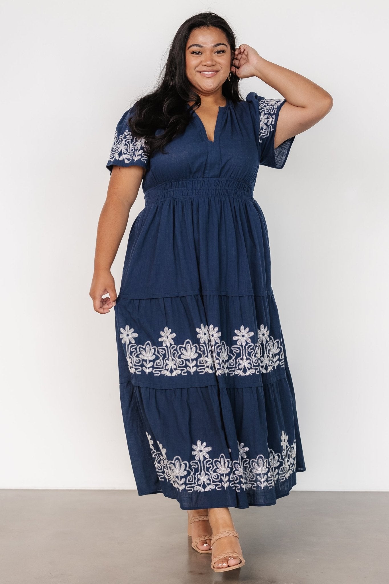 Baltic Born Womens Kennedy Embroidered Maxi Dress | Blue
