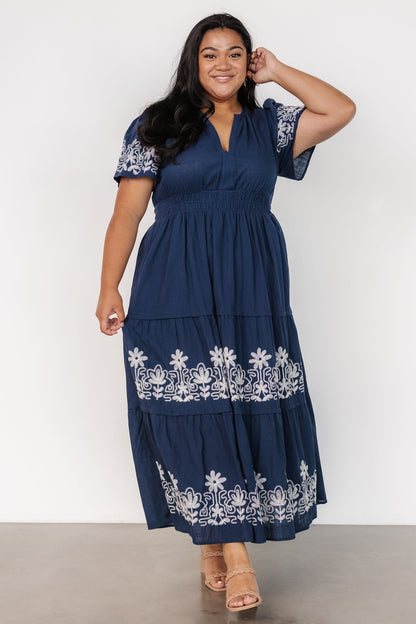 Kennedy Embroidered Maxi Dress | Blue - Baltic Born