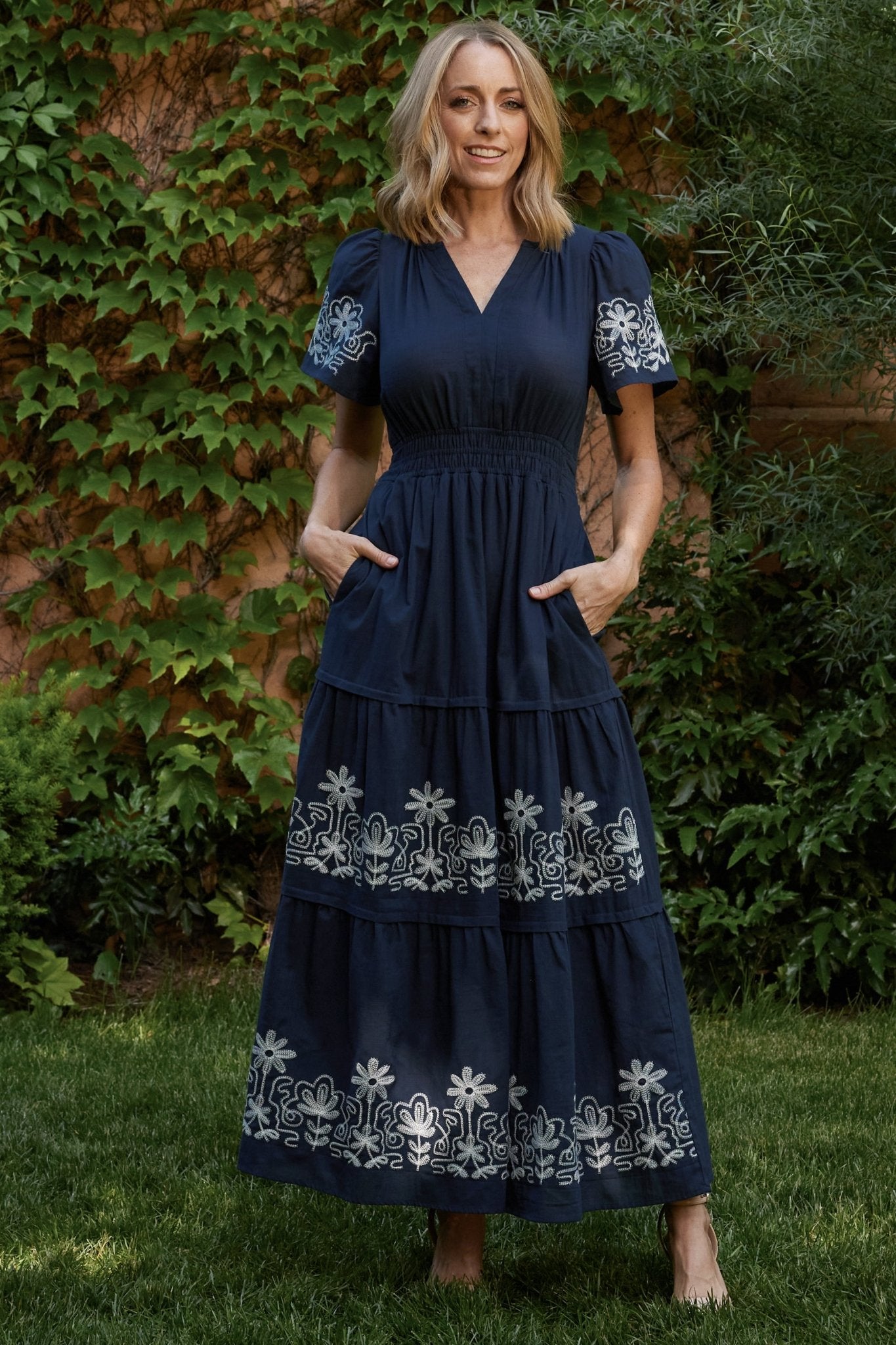 Kennedy Embroidered Maxi Dress Blue Floral | Baltic Born S Kennedy Embroidered Maxi Dress Blue Floral | Baltic Born S