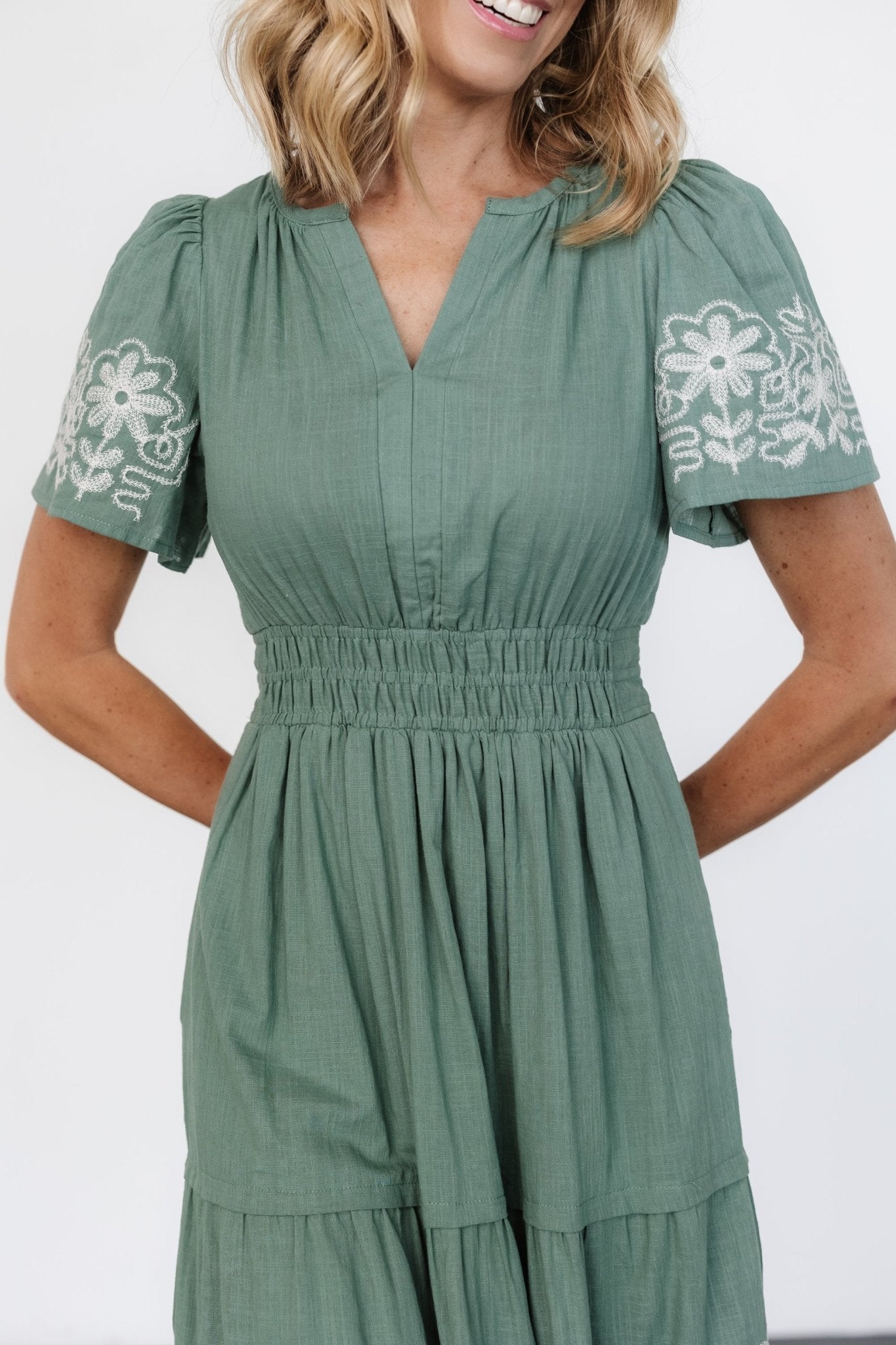 Kennedy Embroidered Maxi Dress | Dark Sage - Baltic Born