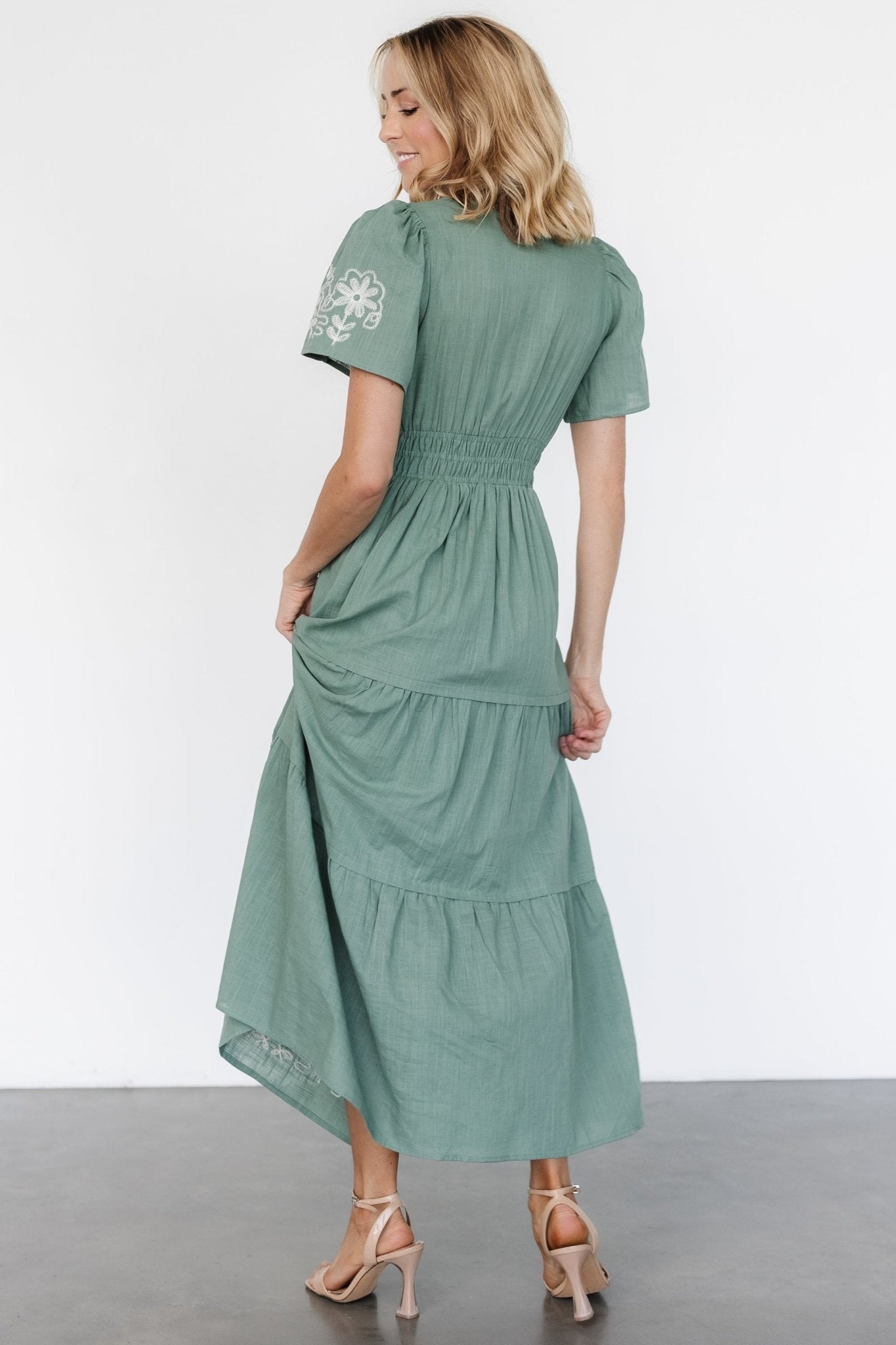 Kennedy Embroidered Maxi Dress | Dark Sage - Baltic Born