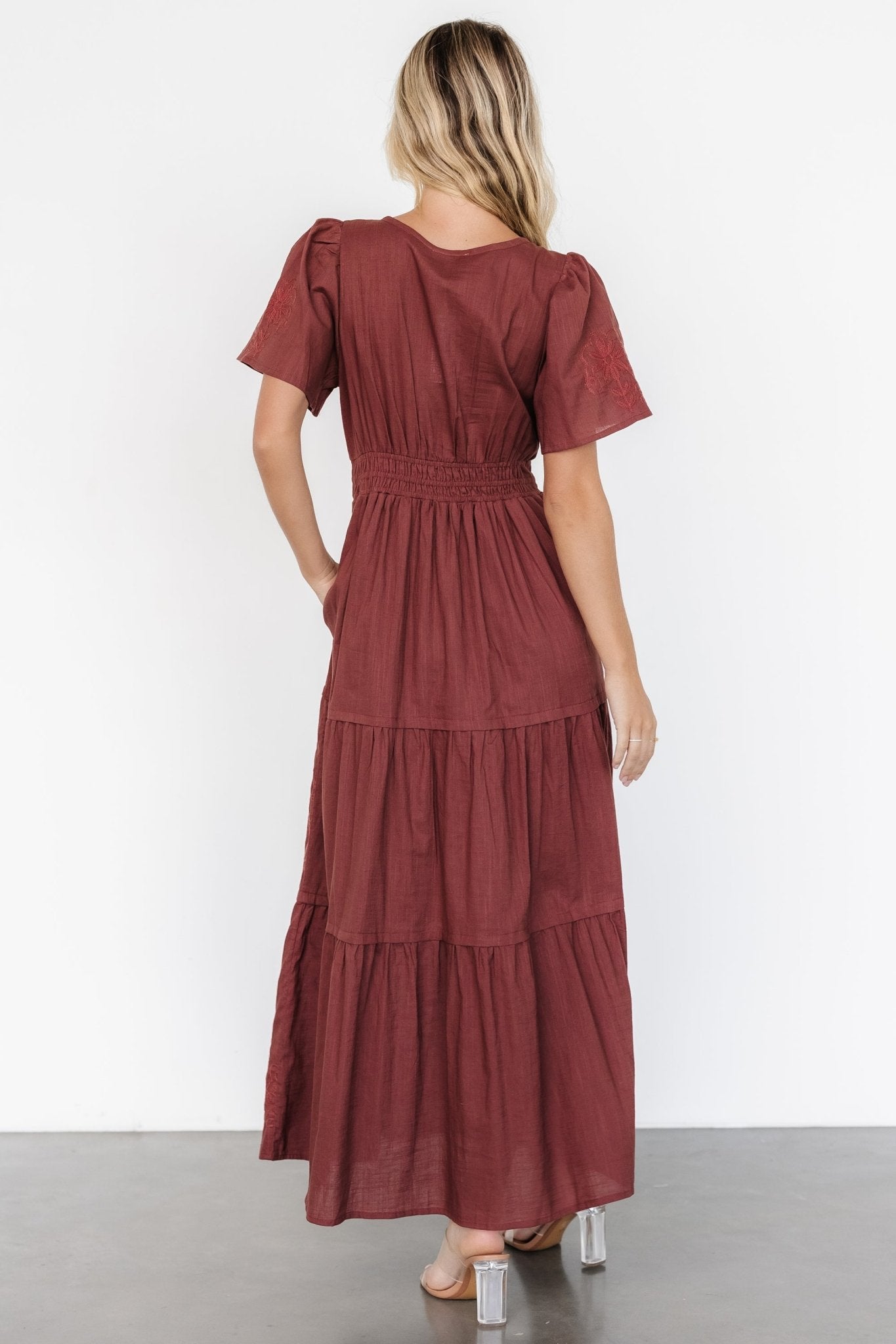 Kennedy Embroidered Maxi Dress | Marsala - Baltic Born