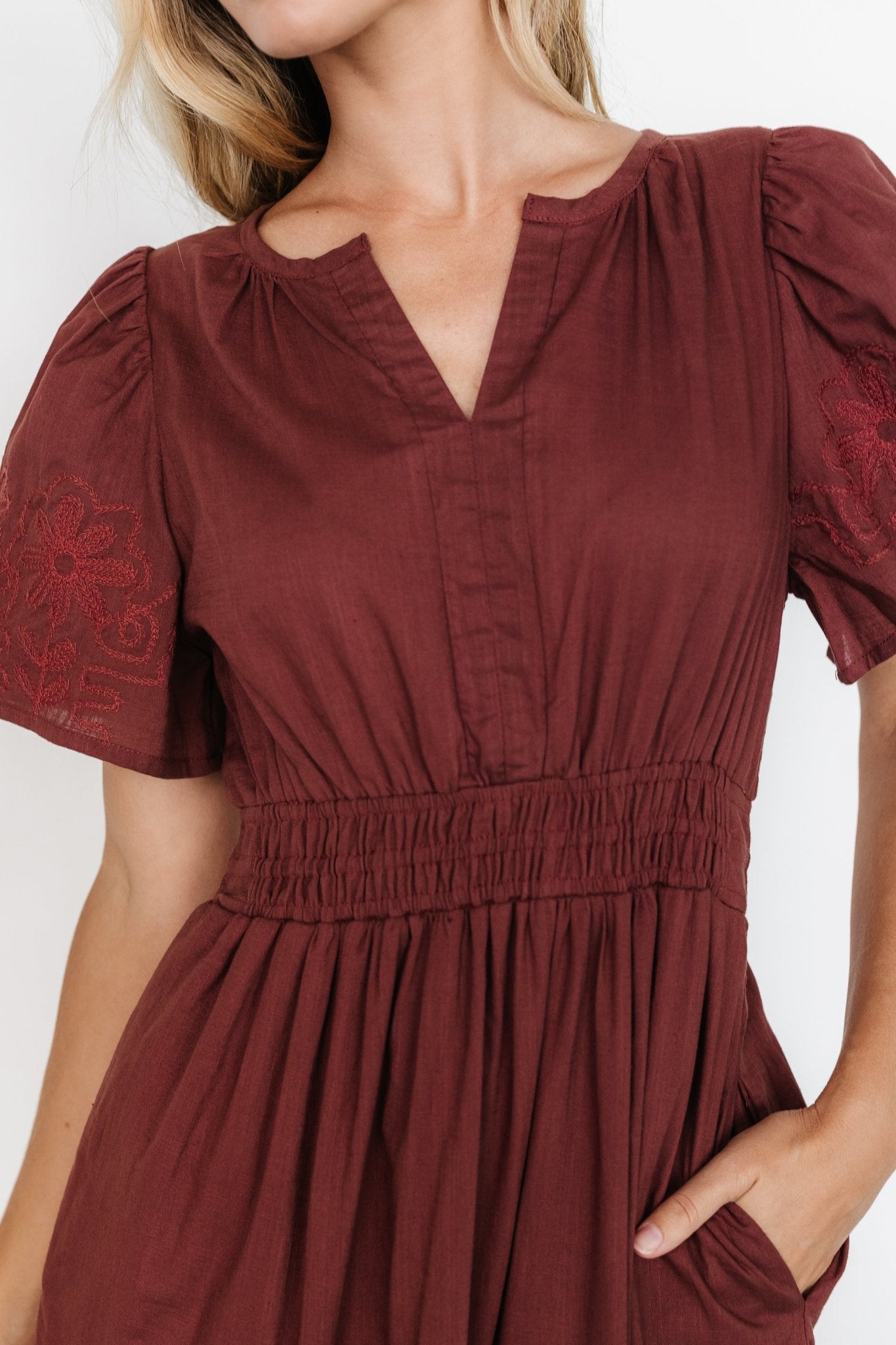 Kennedy Embroidered Maxi Dress | Marsala - Baltic Born