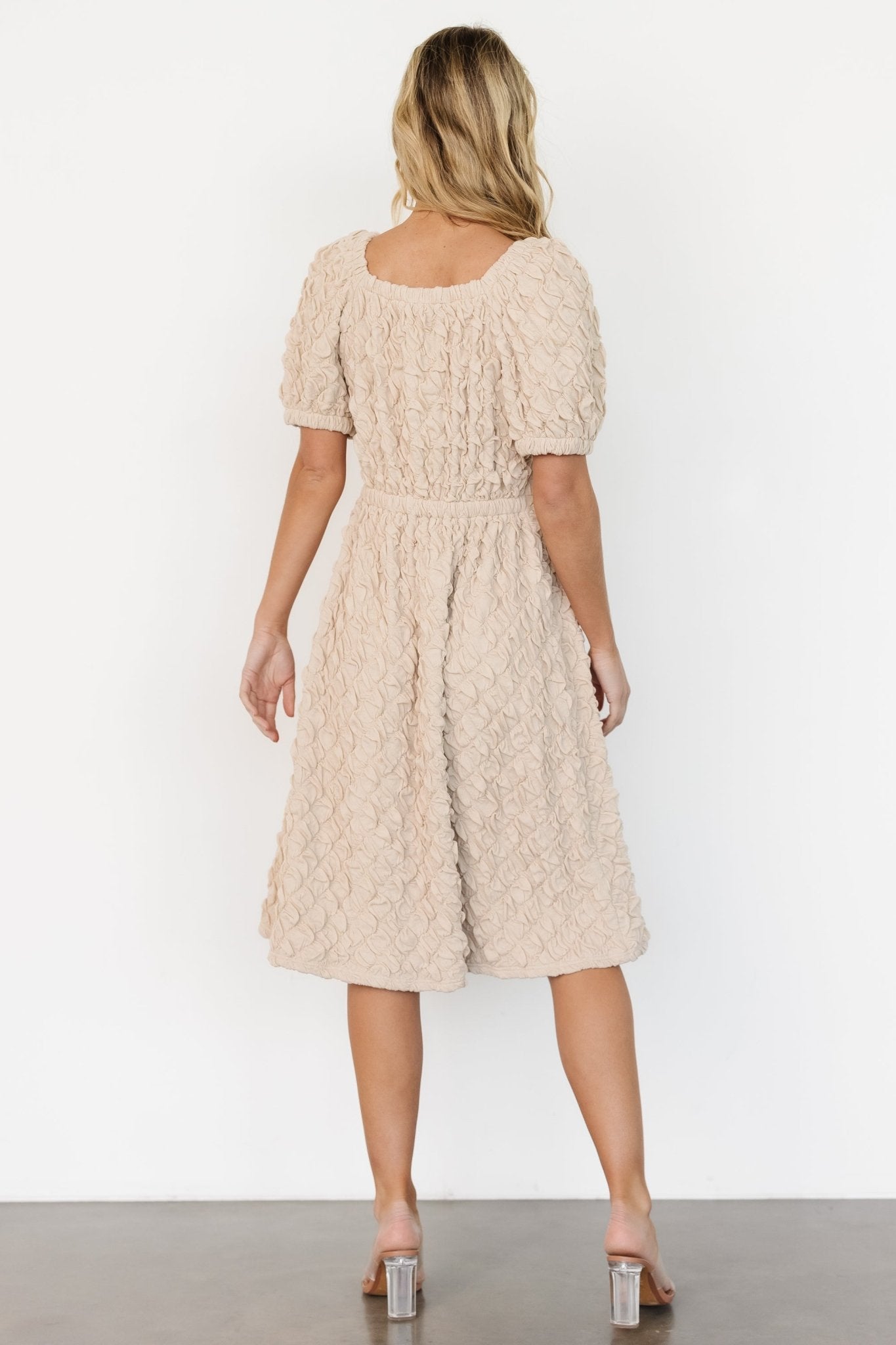 Baltic Born Womens Keri Gathered Dress | Light Taupe | Size: Small Baltic Born Womens Keri Gathered Dress | Light Taupe | Size: Small