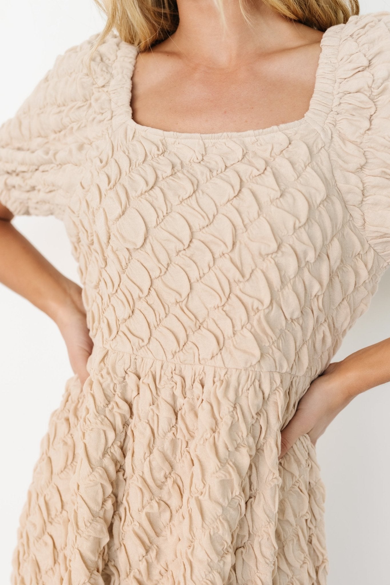 Keri Gathered Dress | Light Taupe Keri Gathered Dress | Light Taupe