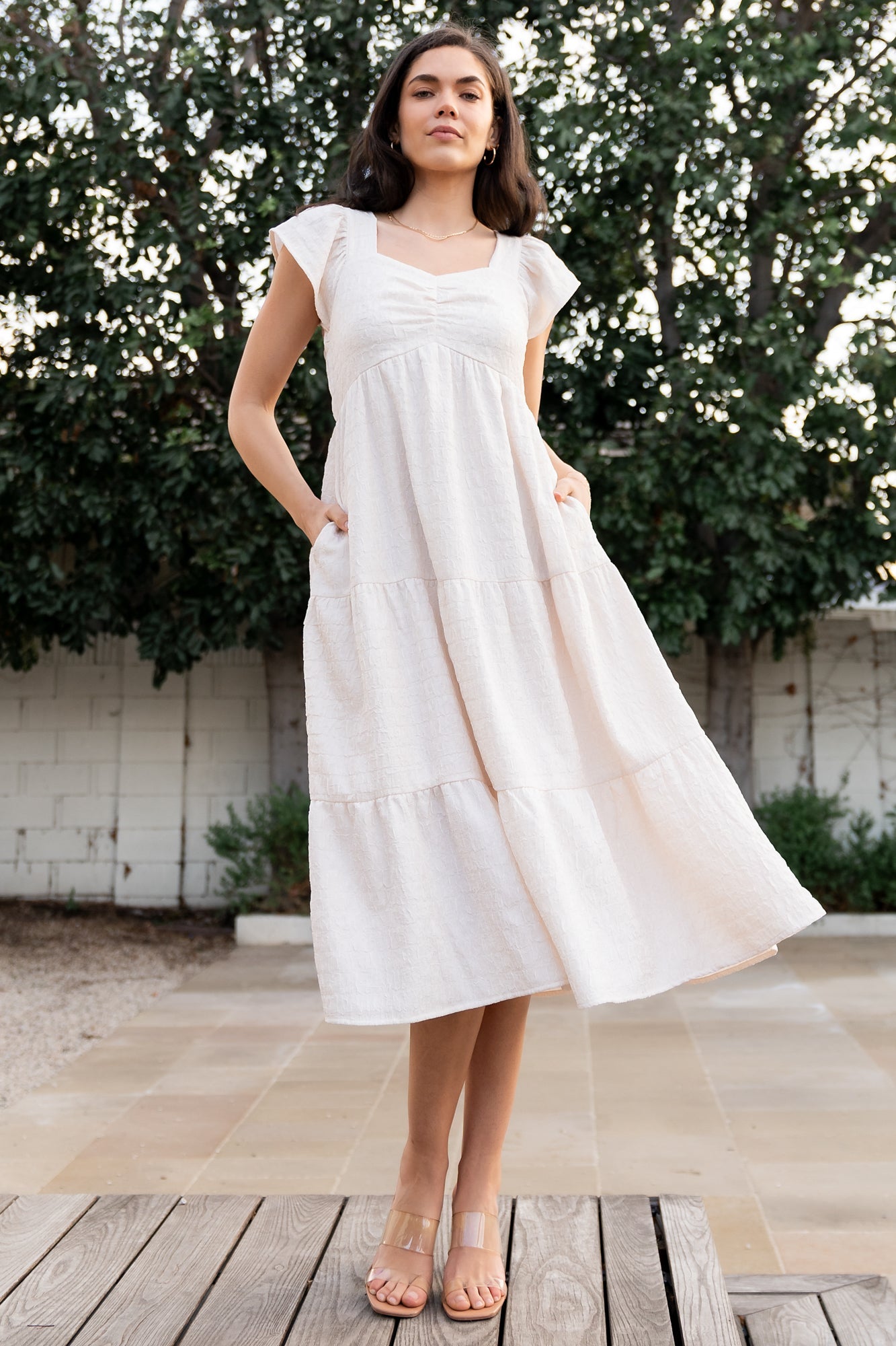 Baltic Born Womens Kesler Midi Dress | Cream