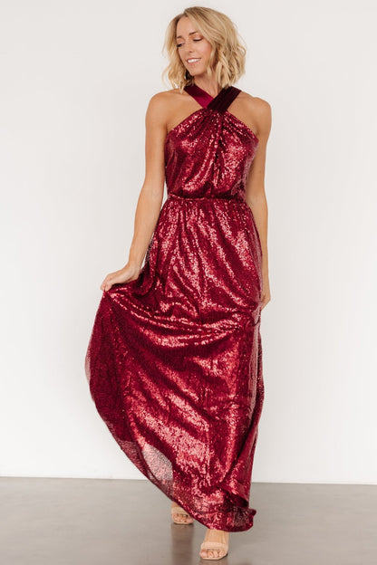 Khai Sequin Maxi Dress | Burgundy - Baltic Born