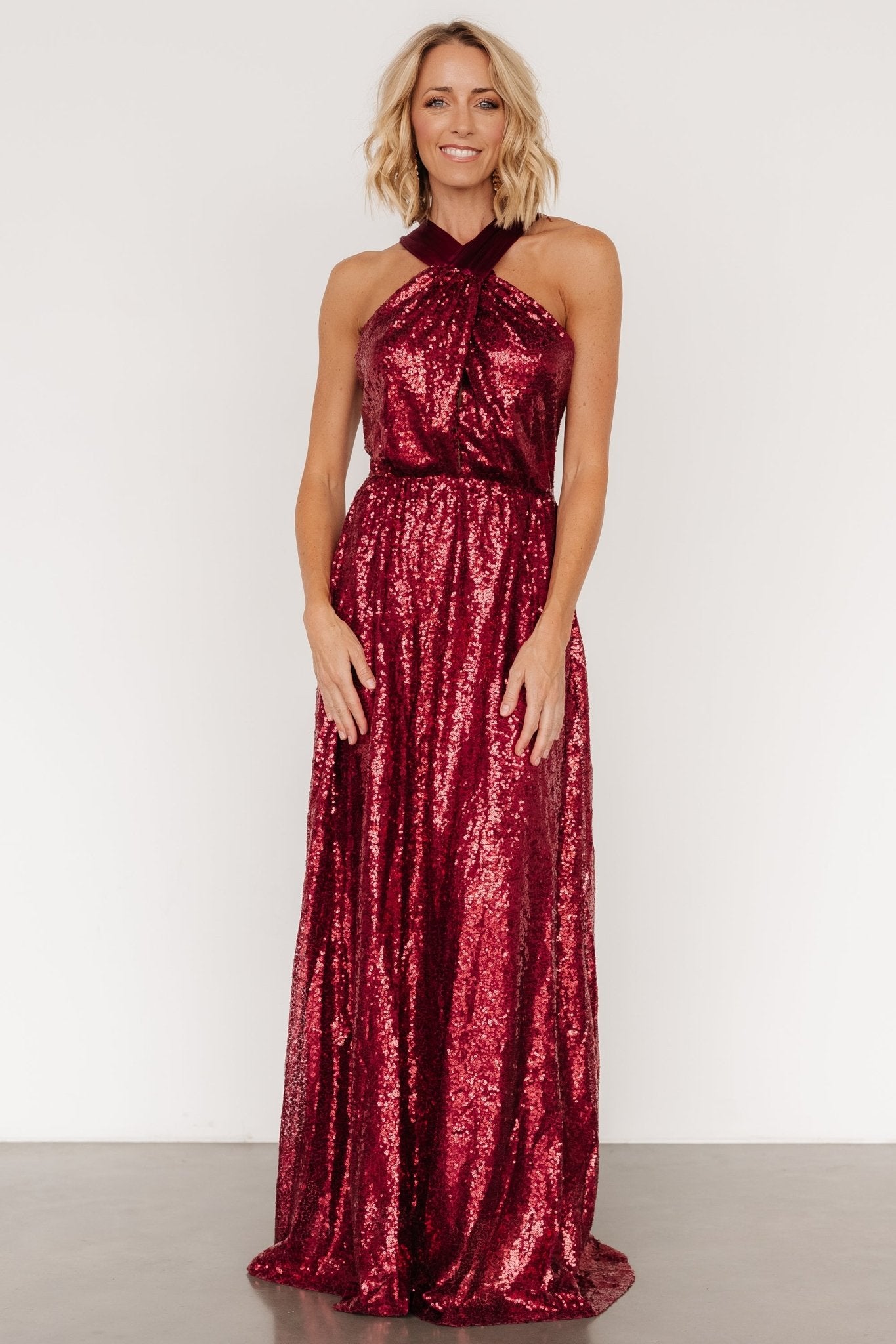 Khai Sequin Maxi Dress | Burgundy - Baltic Born