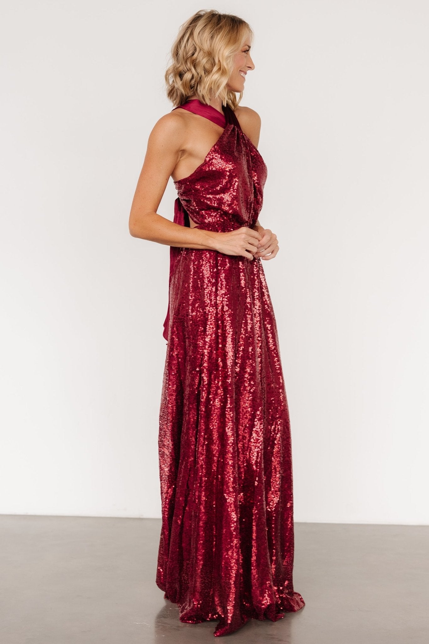 Khai Sequin Maxi Dress | Burgundy - Baltic Born