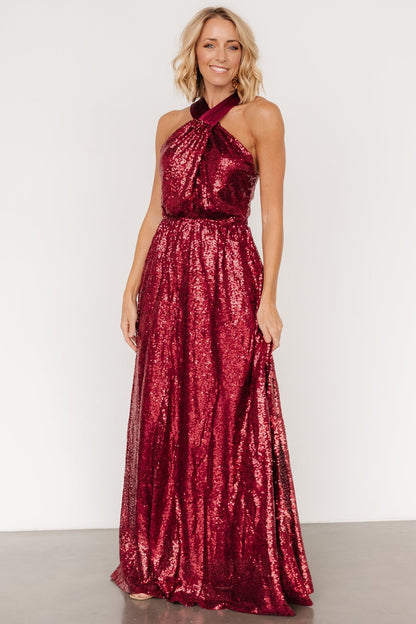 Khai Sequin Maxi Dress | Burgundy - Baltic Born