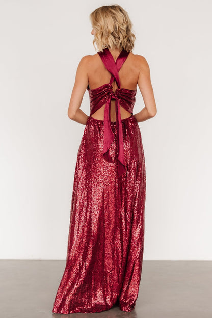 Khai Sequin Maxi Dress | Burgundy - Baltic Born