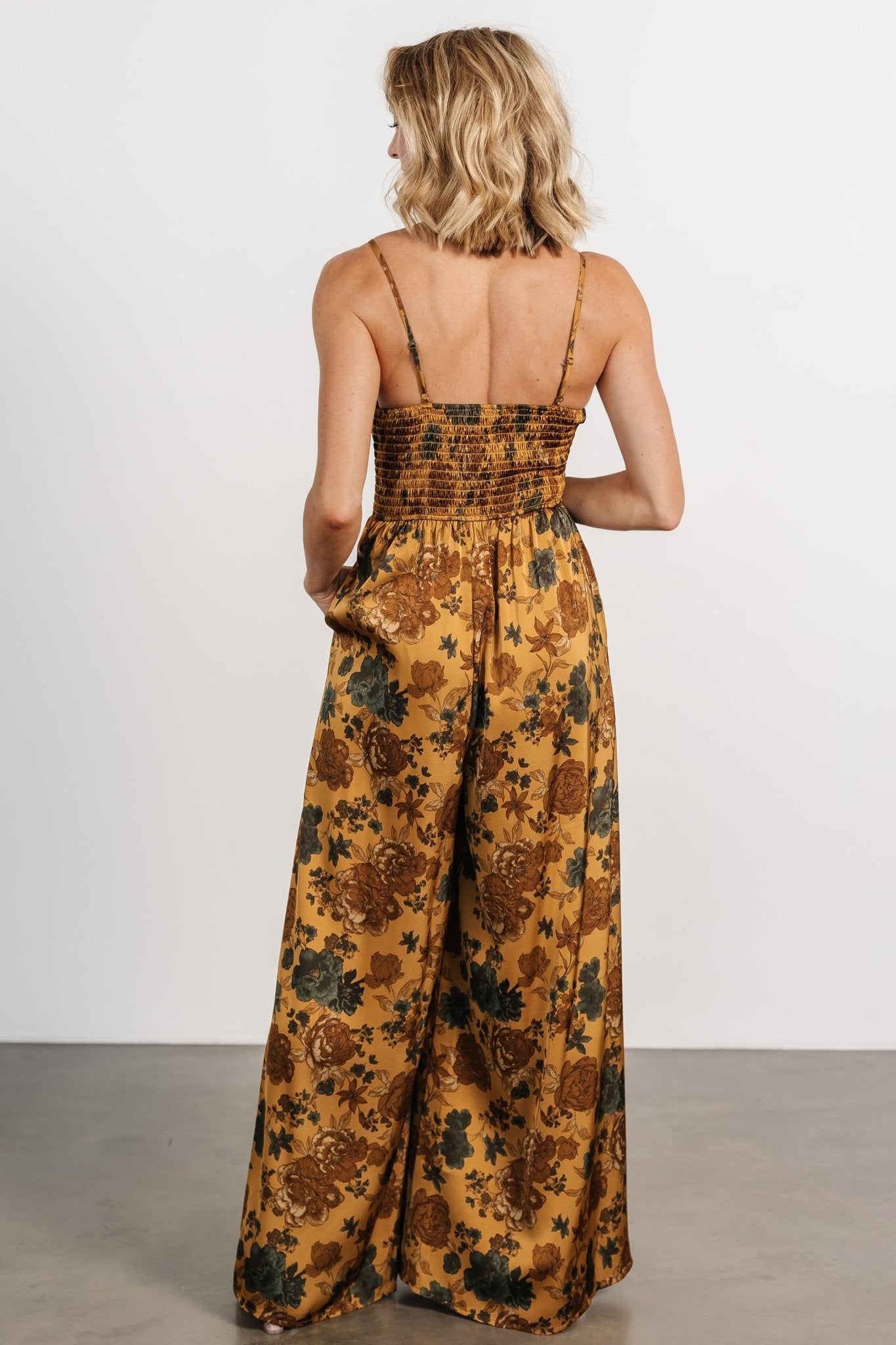 Khloe Wide Leg Jumpsuit | Gold Multi - Baltic Born