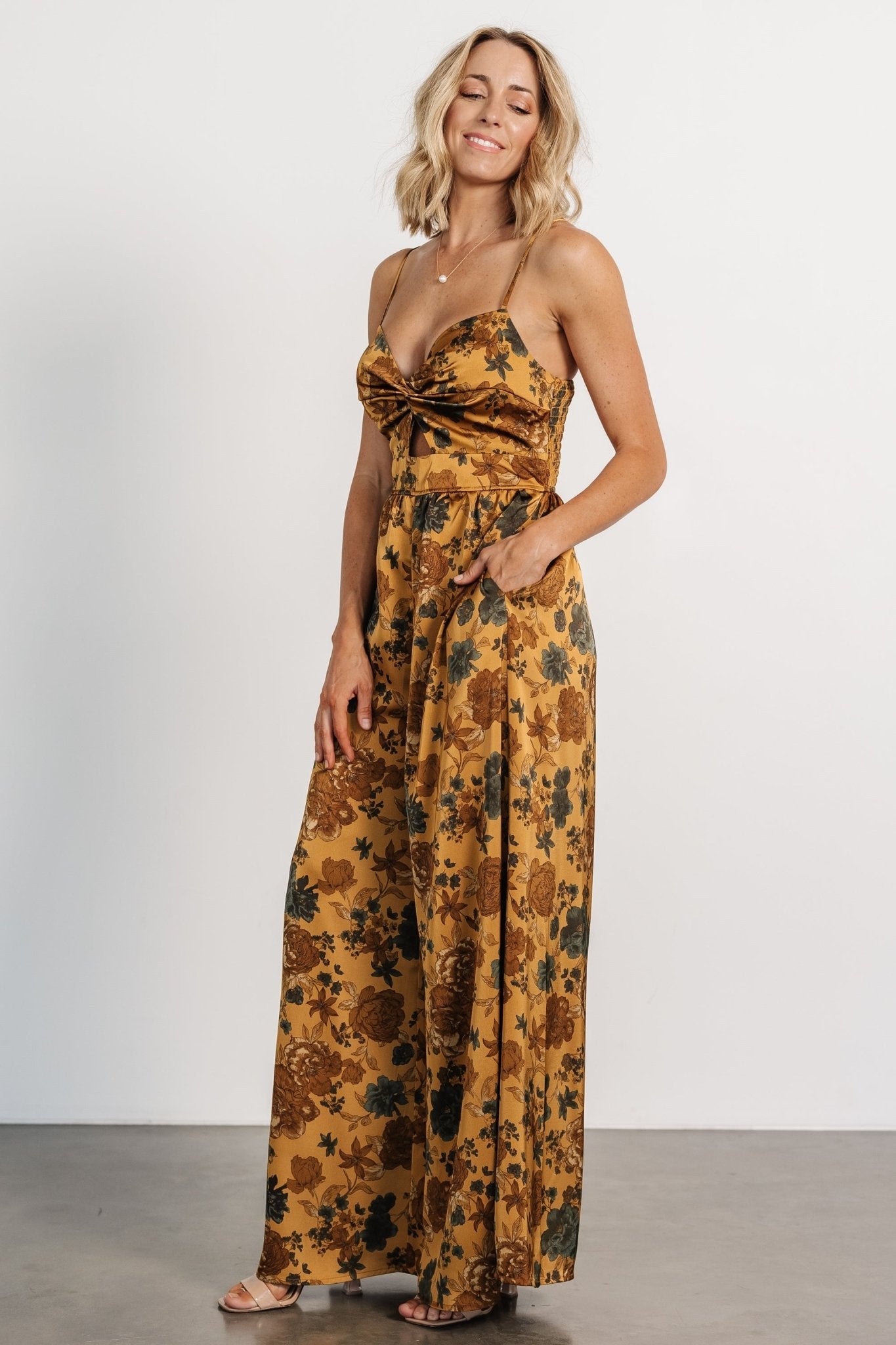 Khloe Wide Leg Jumpsuit | Gold Multi - Baltic Born