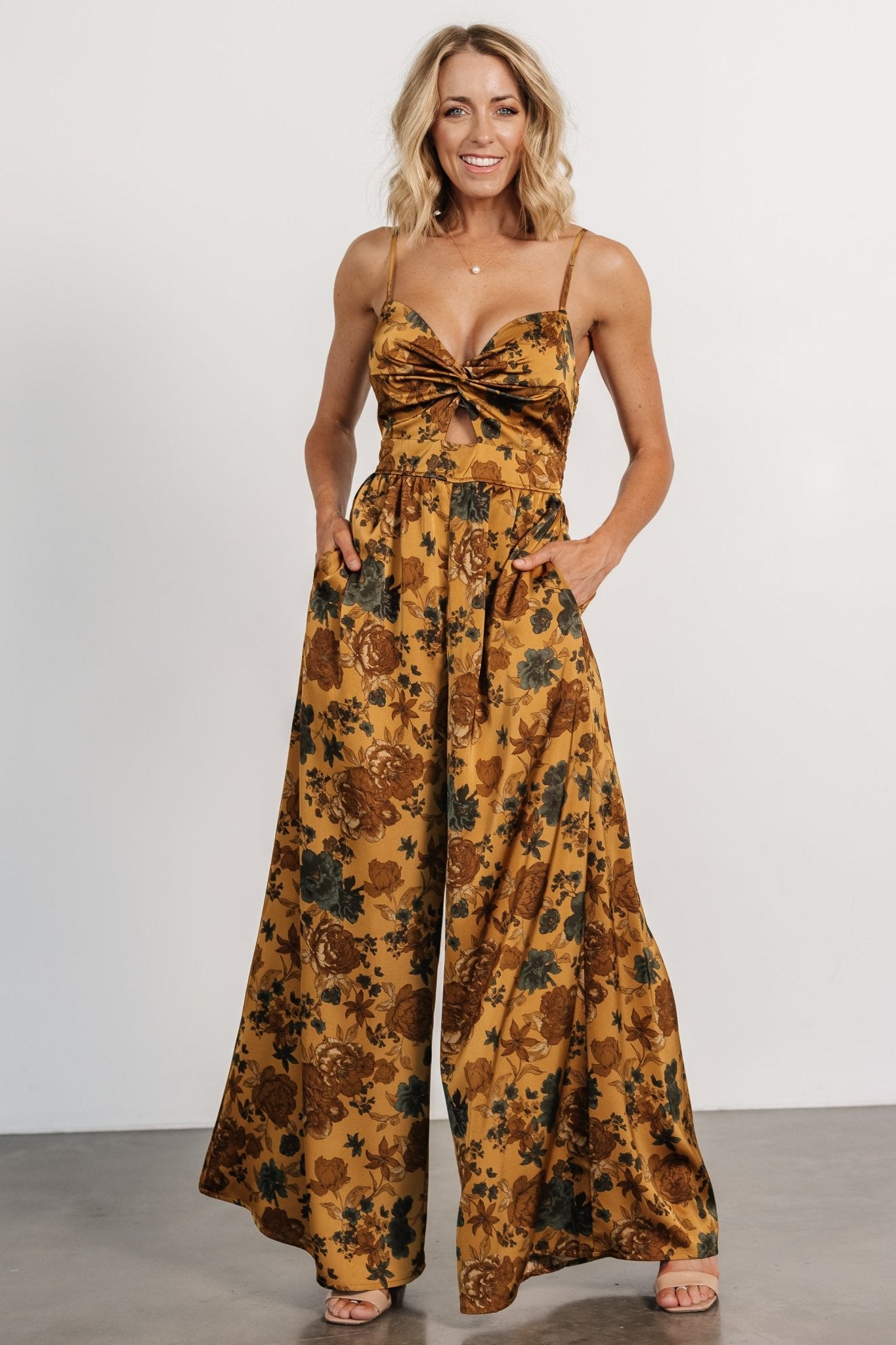 Khloe Wide Leg Jumpsuit | Gold Multi - Baltic Born