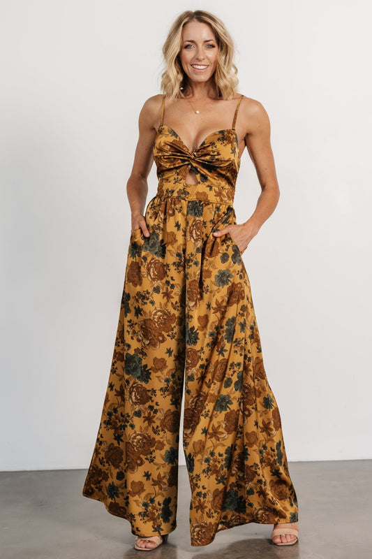 Khloe Wide Leg Jumpsuit | Gold Multi - Baltic Born