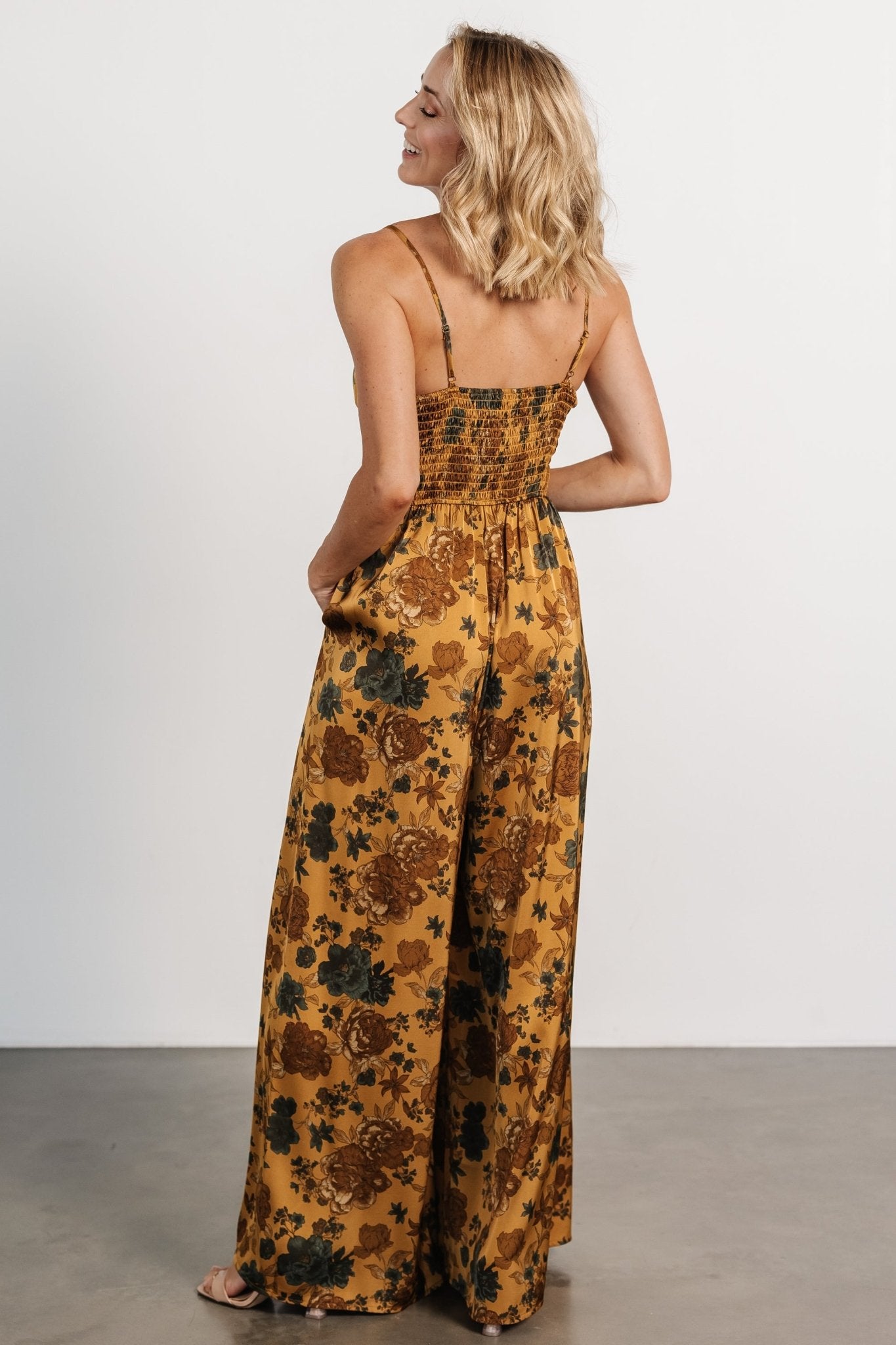 Khloe Wide Leg Jumpsuit | Gold Multi - Baltic Born