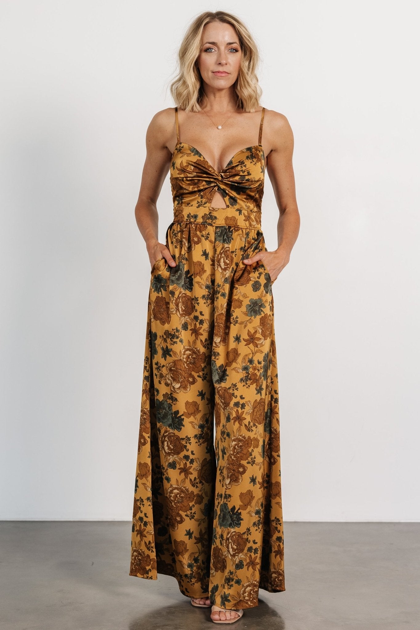 Khloe Wide Leg Jumpsuit | Gold Multi - Baltic Born