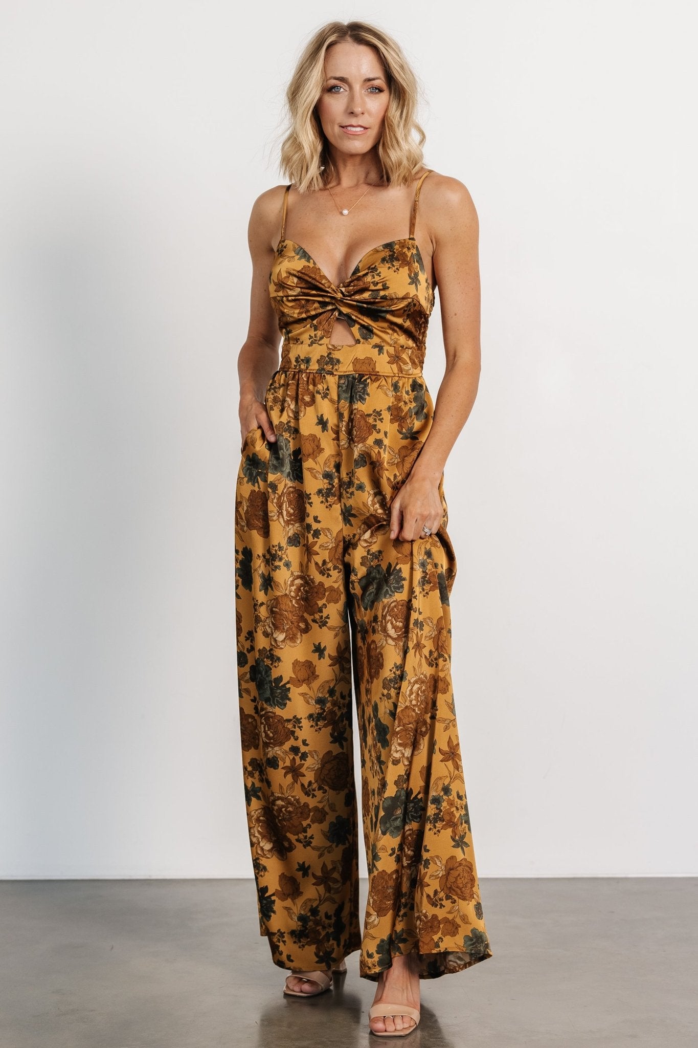 Khloe Wide Leg Jumpsuit | Gold Multi - Baltic Born