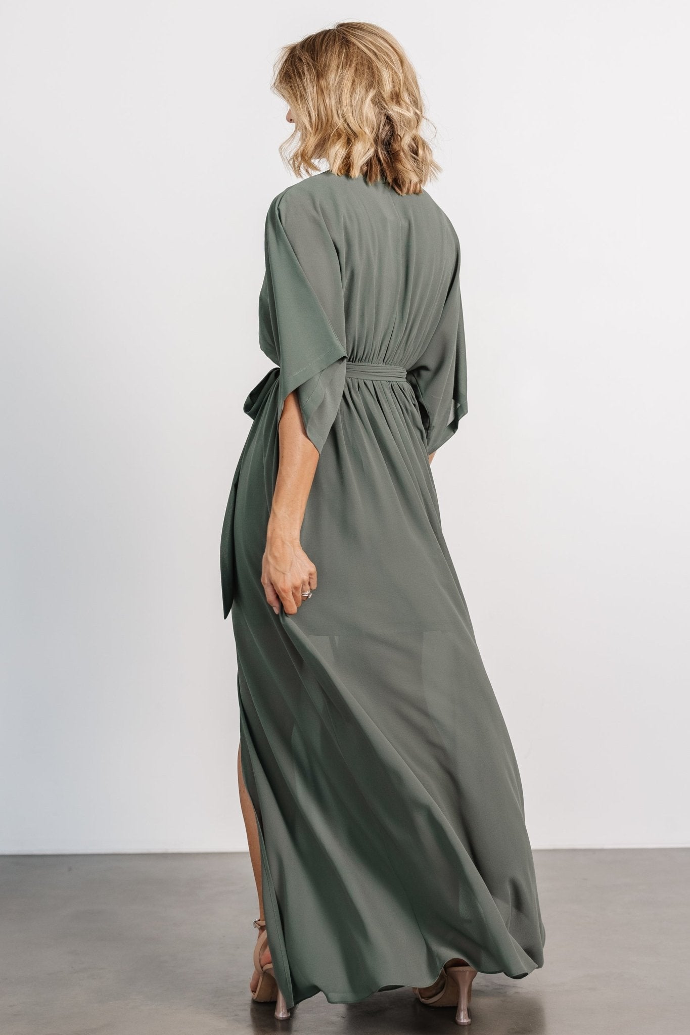 Kia Kimono Maxi Dress | Dark Sage - Baltic Born