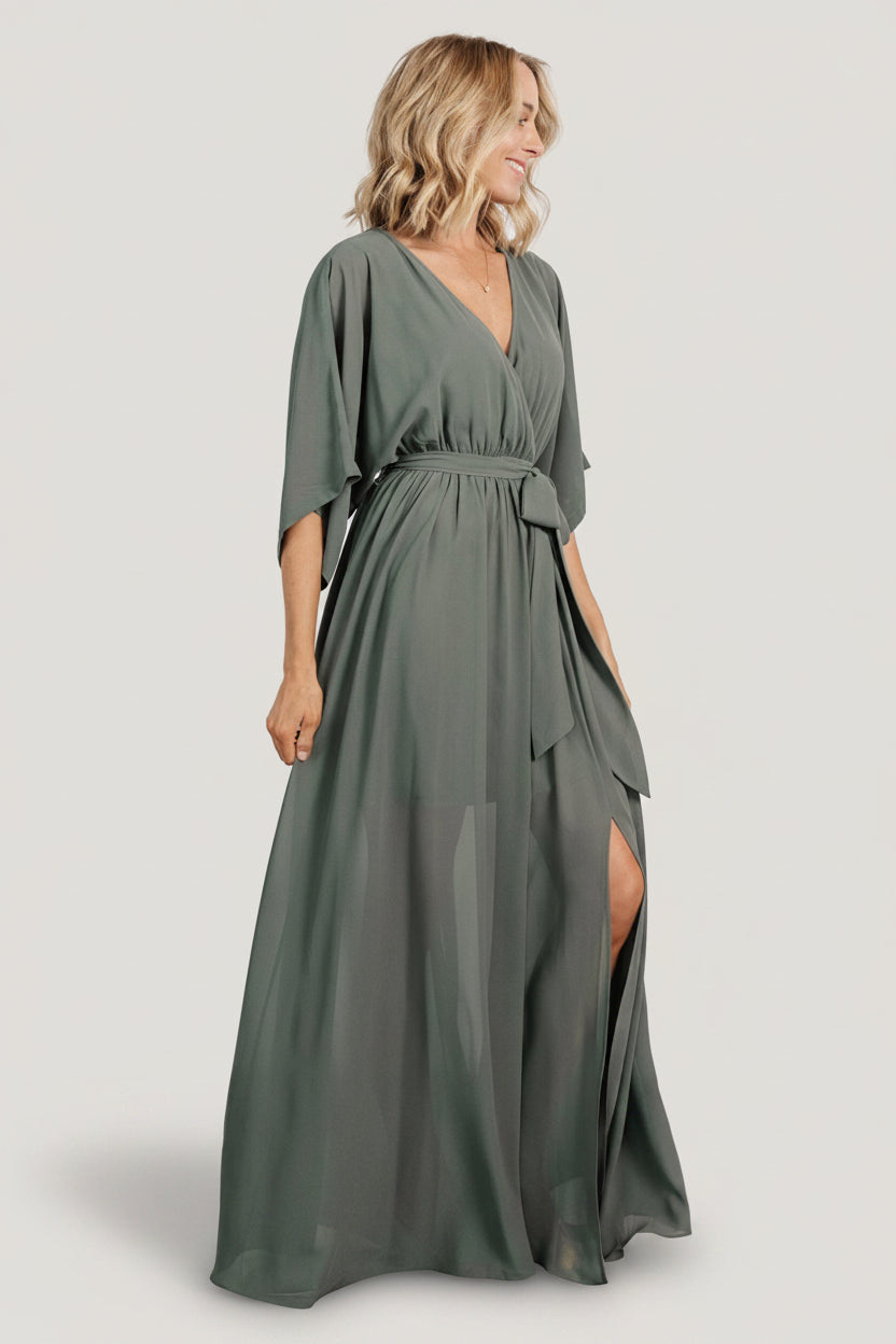 Kia Kimono Maxi Dress Dark Sage | Baltic Born M Kia Kimono Maxi Dress Dark Sage | Baltic Born M
