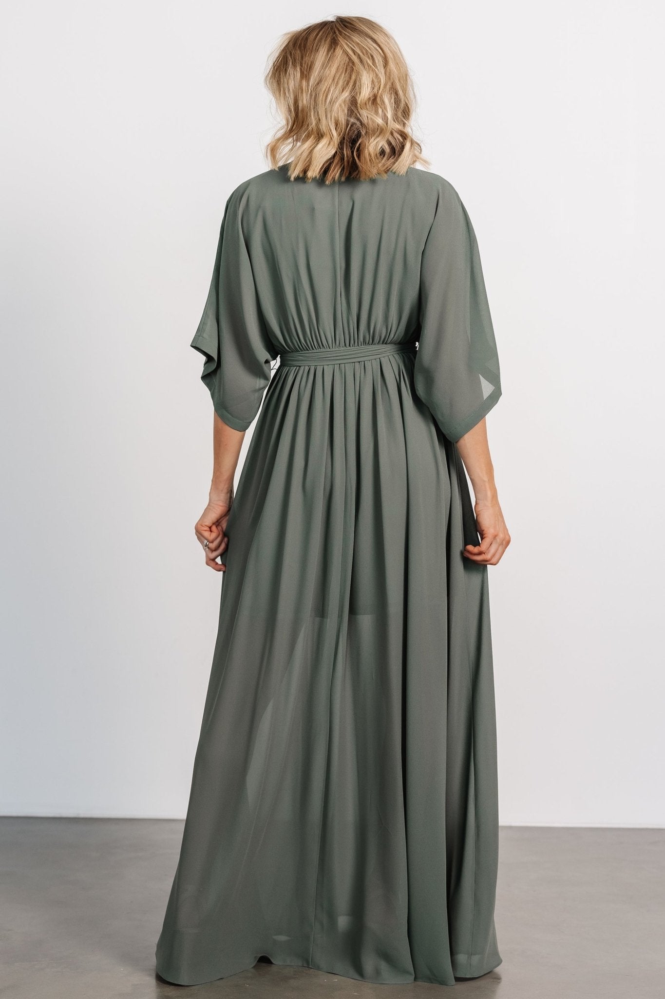 Kia Kimono Maxi Dress | Dark Sage - Baltic Born