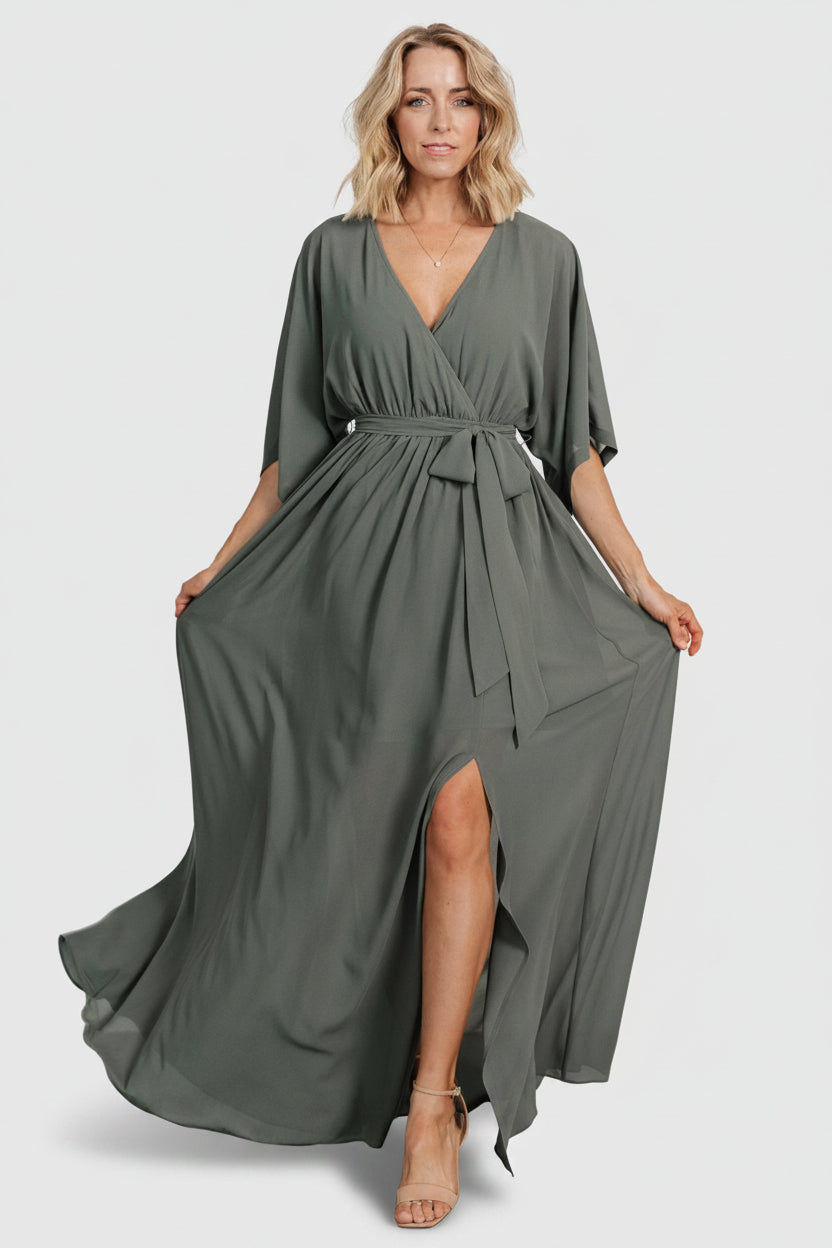 Baltic Born Womens Kia Kimono Maxi Dress | Dark Sage