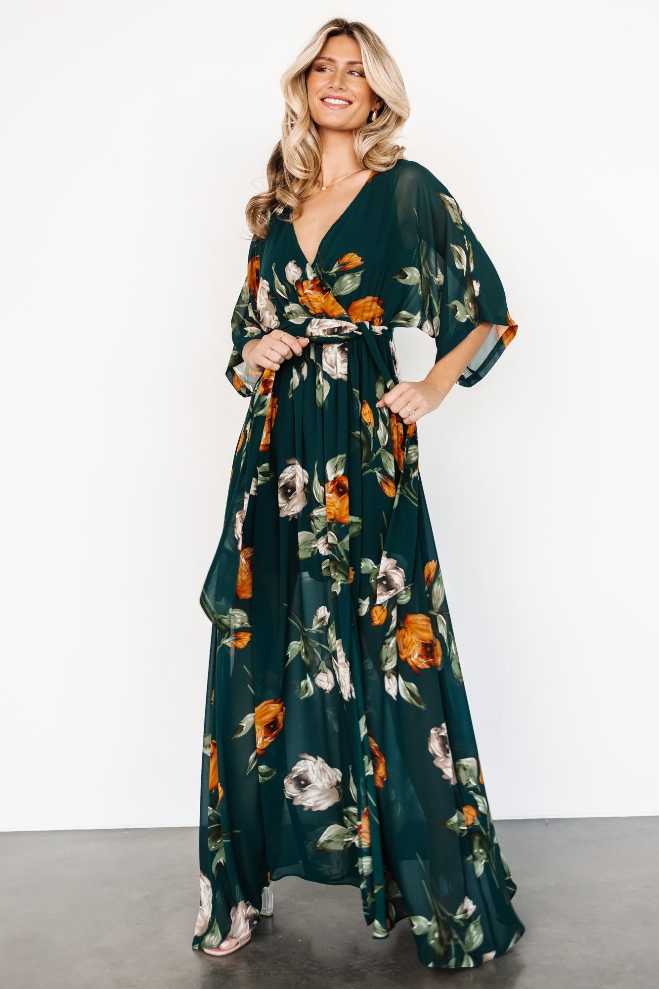 Kia Kimono Maxi Dress | Deep Topaz Floral - Baltic Born