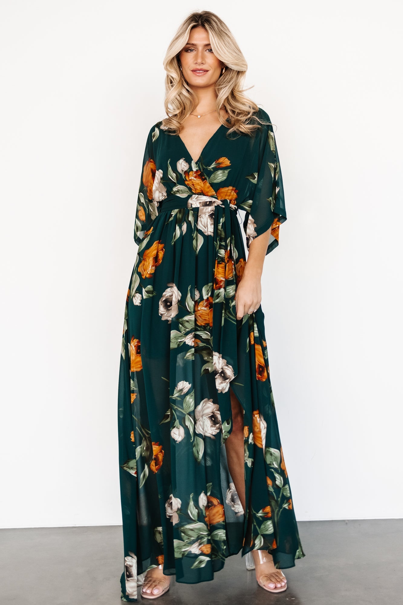 Kia Kimono Maxi Dress | Deep Topaz Floral - Baltic Born