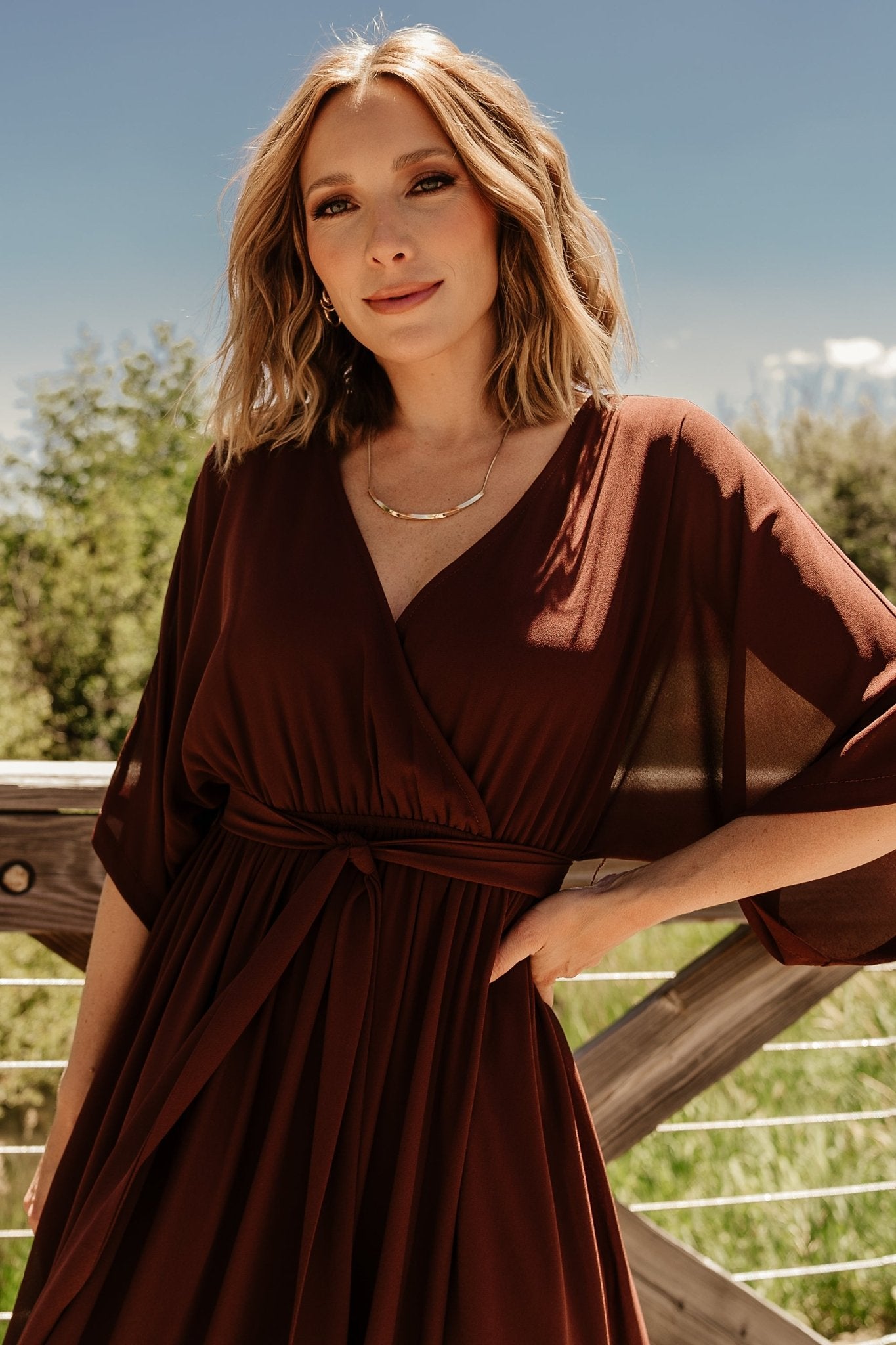 Kia Kimono Maxi Dress | Mahogany - Baltic Born