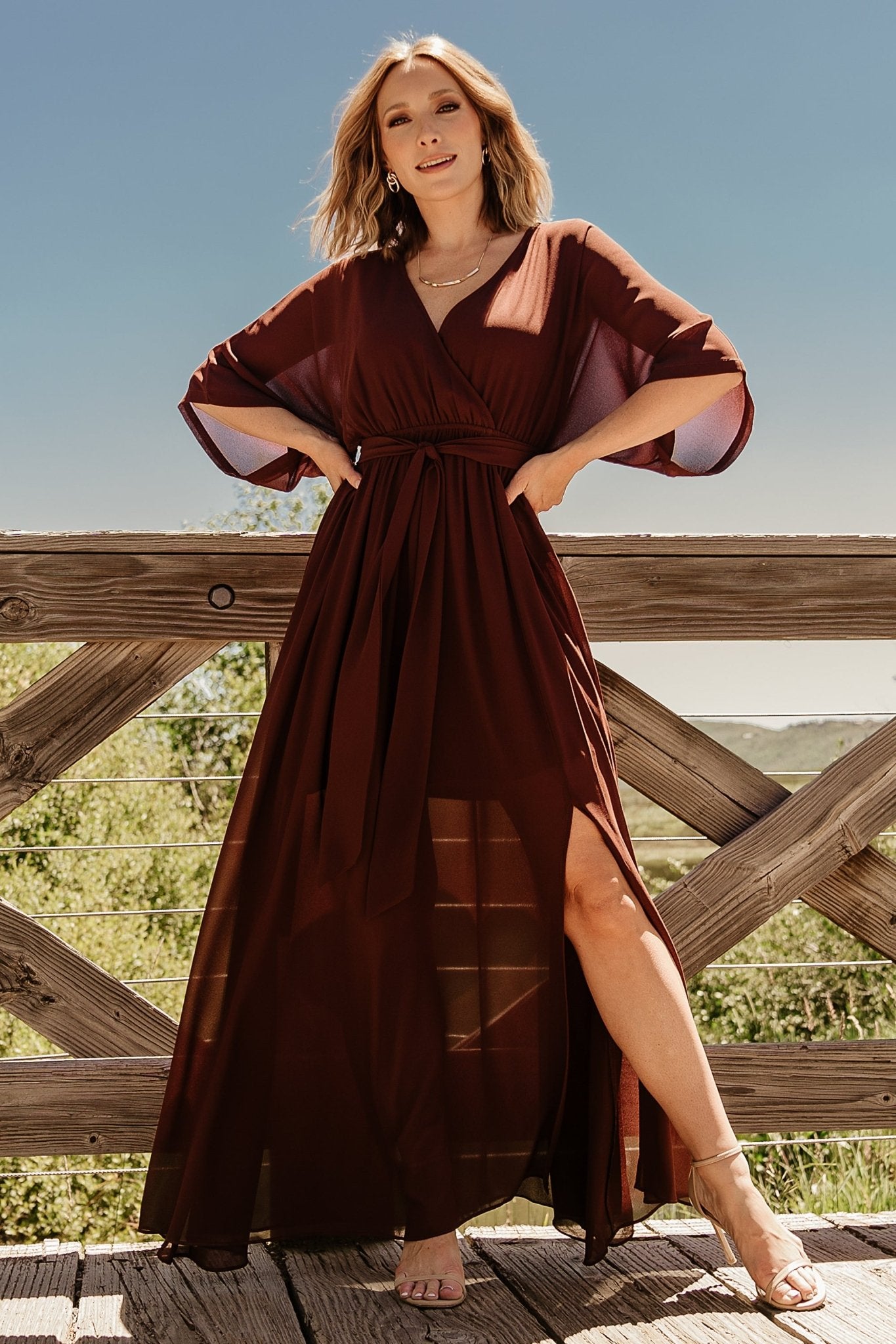 Kia Kimono Maxi Dress | Mahogany - Baltic Born