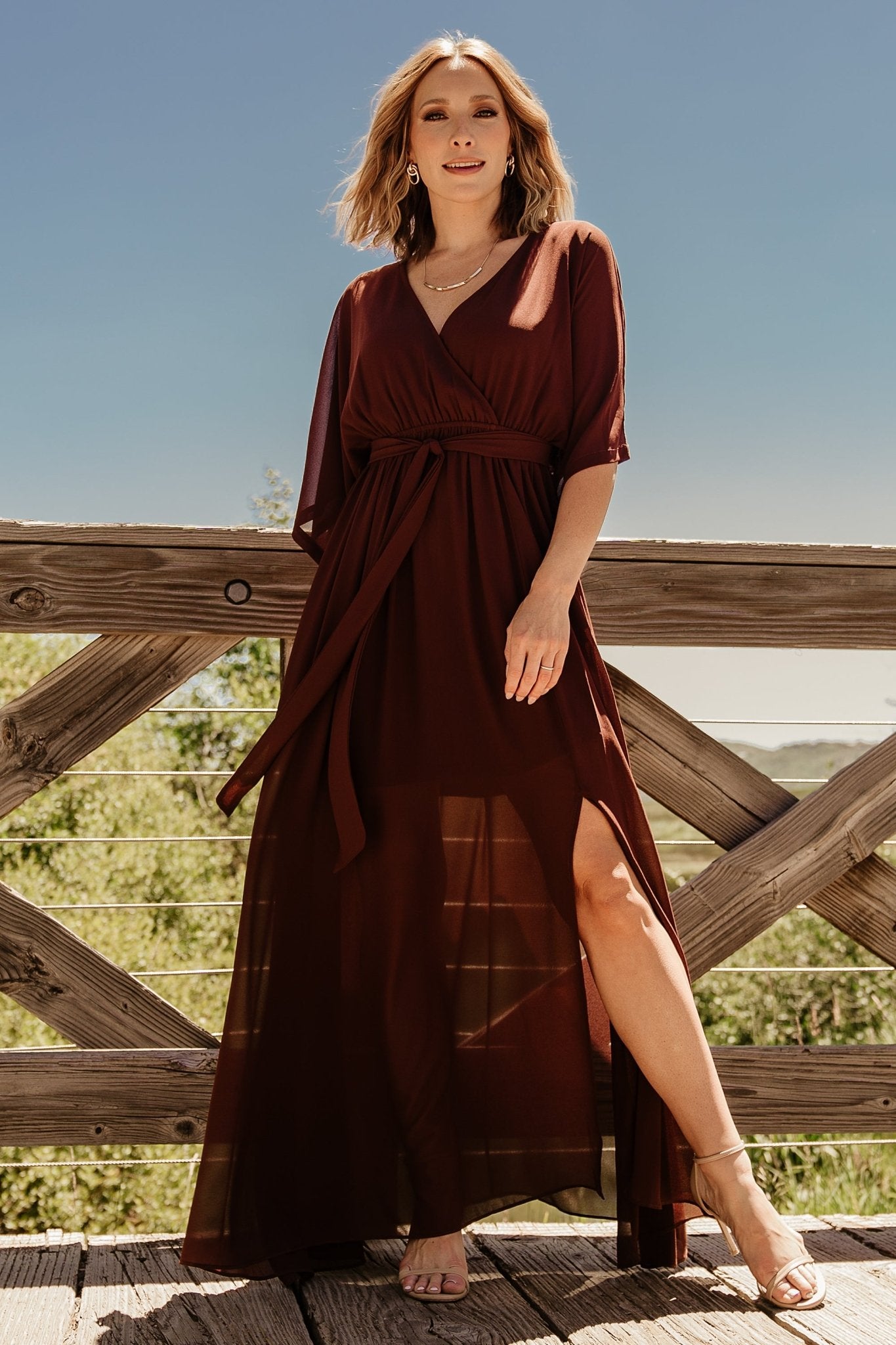 Kia Kimono Maxi Dress | Mahogany - Baltic Born