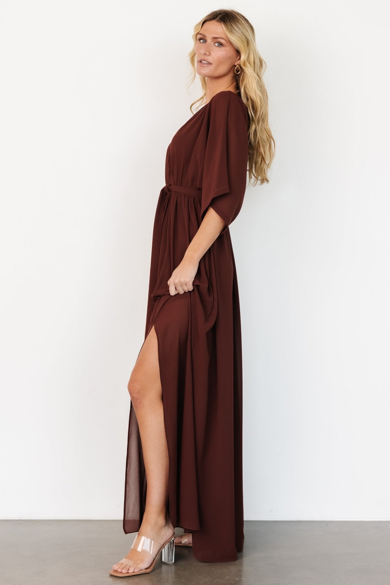 Kia Kimono Maxi Dress | Mahogany - Baltic Born