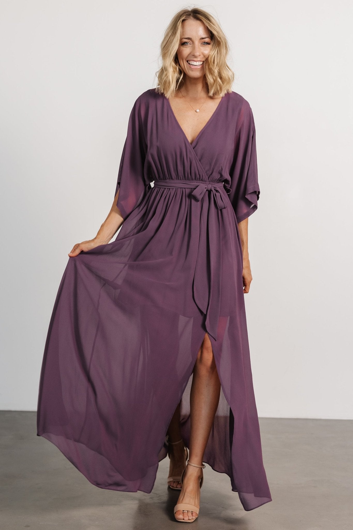 Baltic Born Womens Kia Kimono Maxi Dress | Vintage Plum