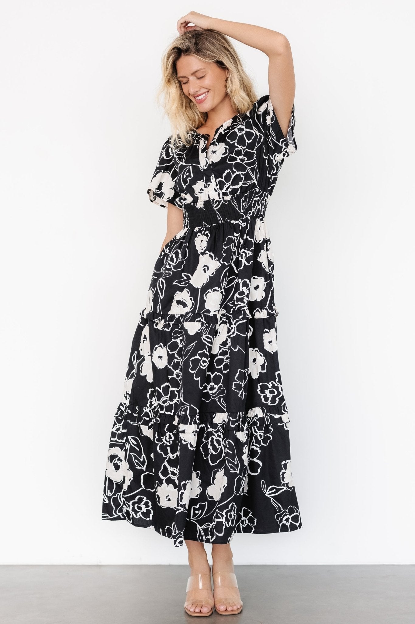 Kiana Poplin Maxi Dress | Black + Cream - Baltic Born