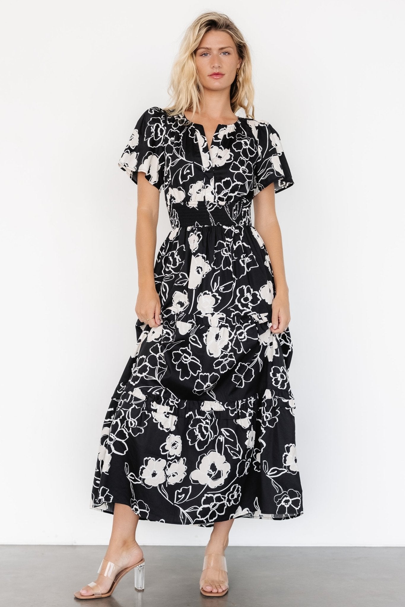 Kiana Poplin Maxi Dress | Black + Cream - Baltic Born