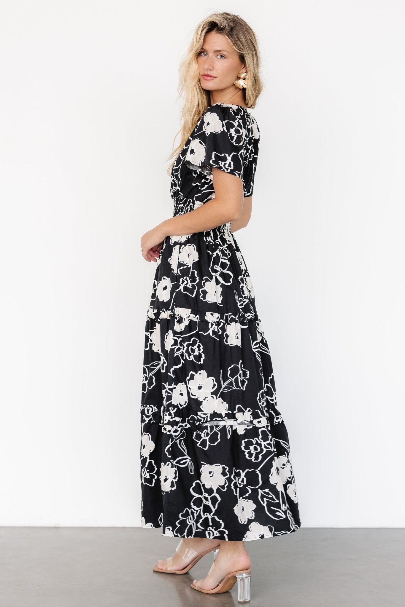 Kiana Poplin Maxi Dress | Black + Cream - Baltic Born