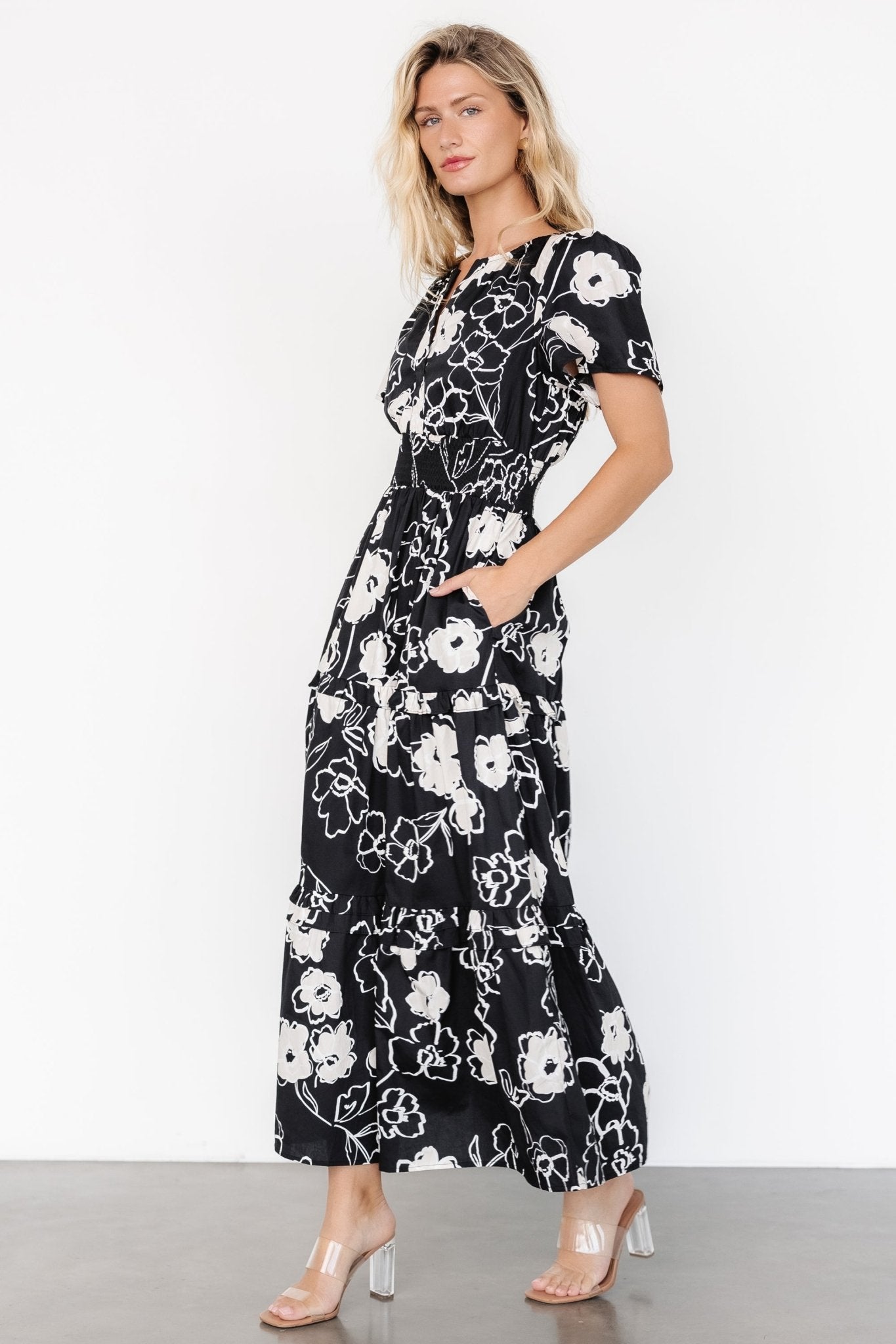 Kiana Poplin Maxi Dress | Black + Cream - Baltic Born