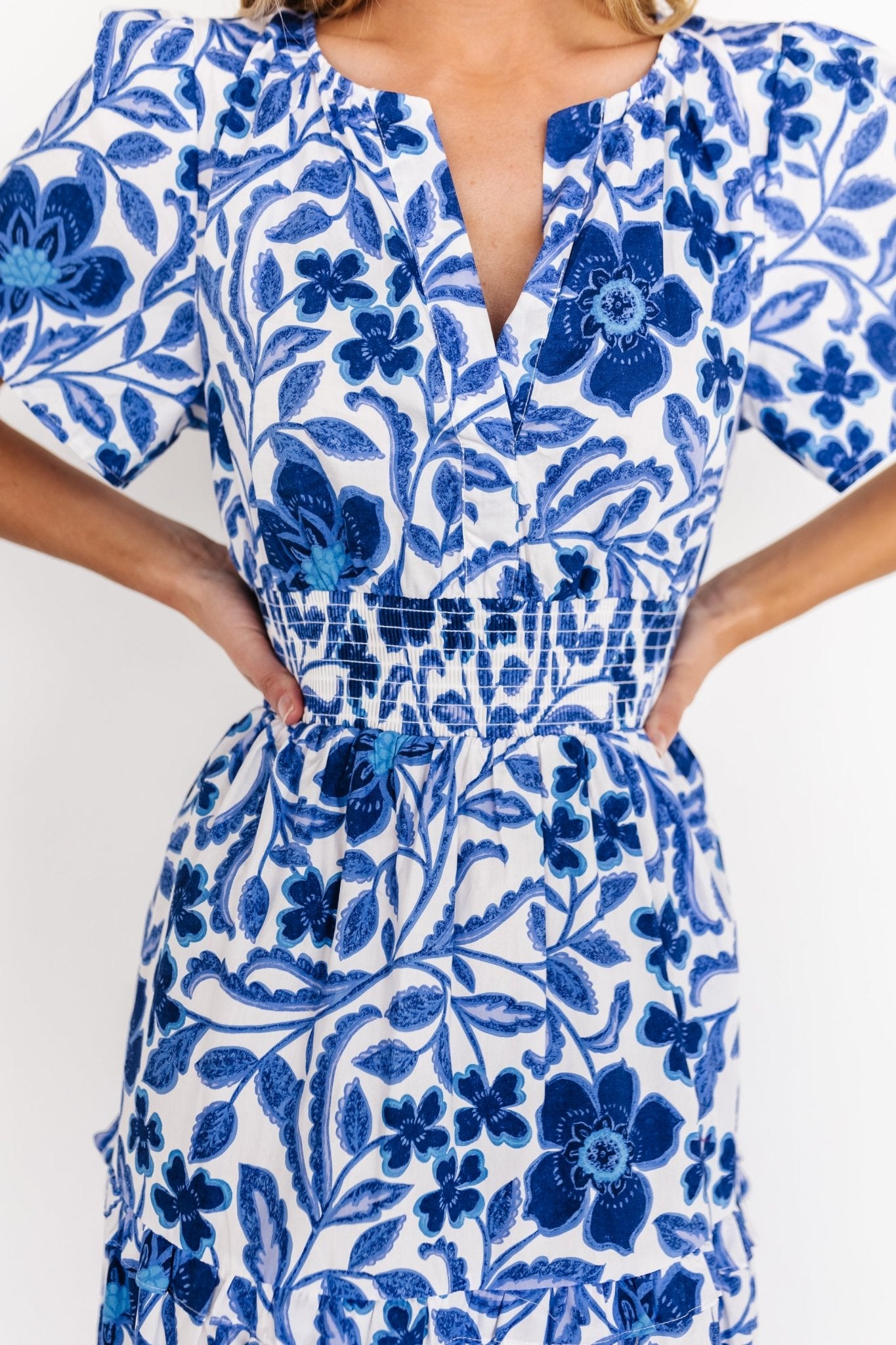 Baltic Born Womens Kiana Poplin Maxi Dress | Blue Multi Baltic Born Womens Kiana Poplin Maxi Dress | Blue Multi