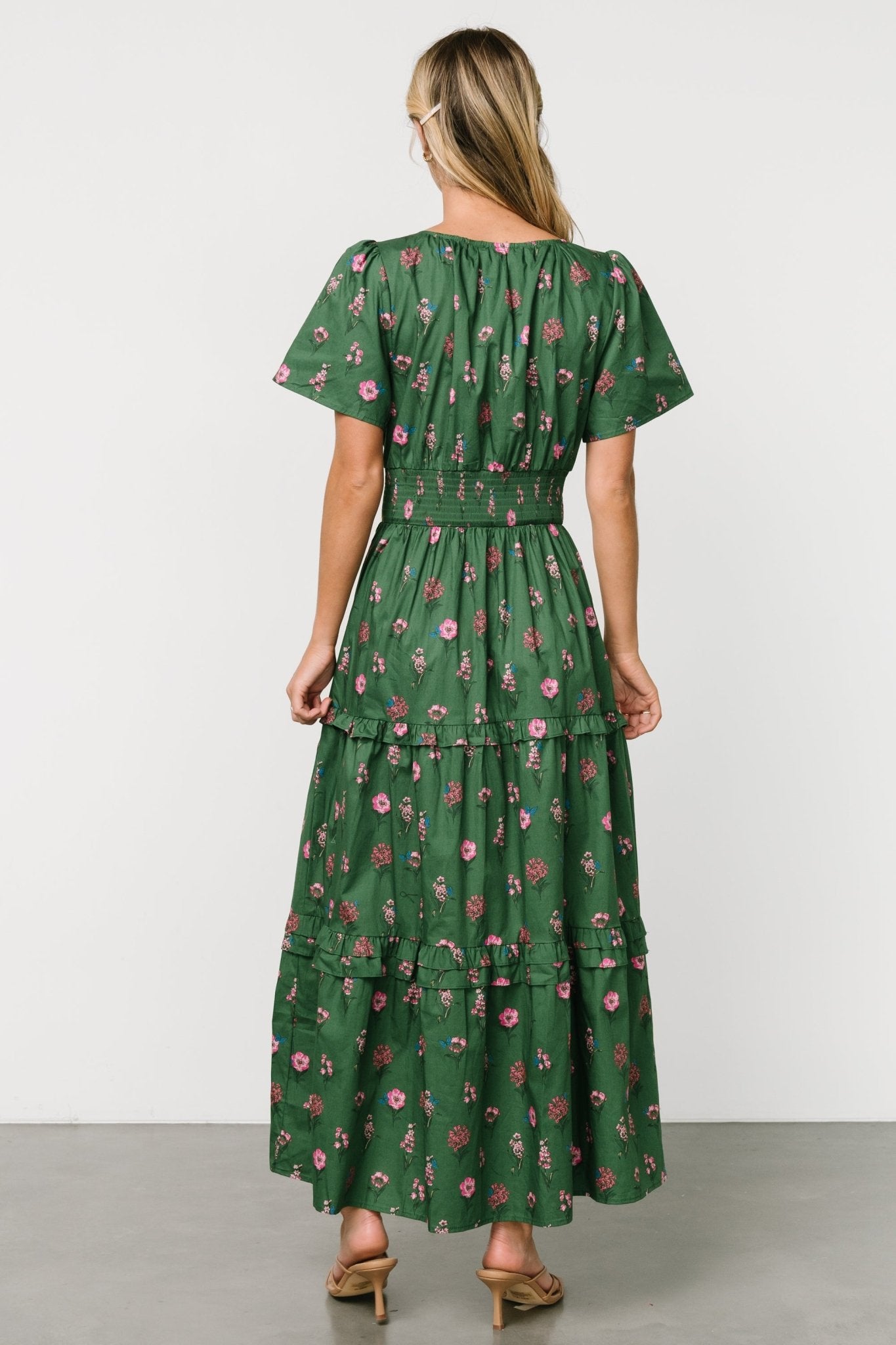 Kiana Poplin Maxi Dress | Green + Pink - Baltic Born