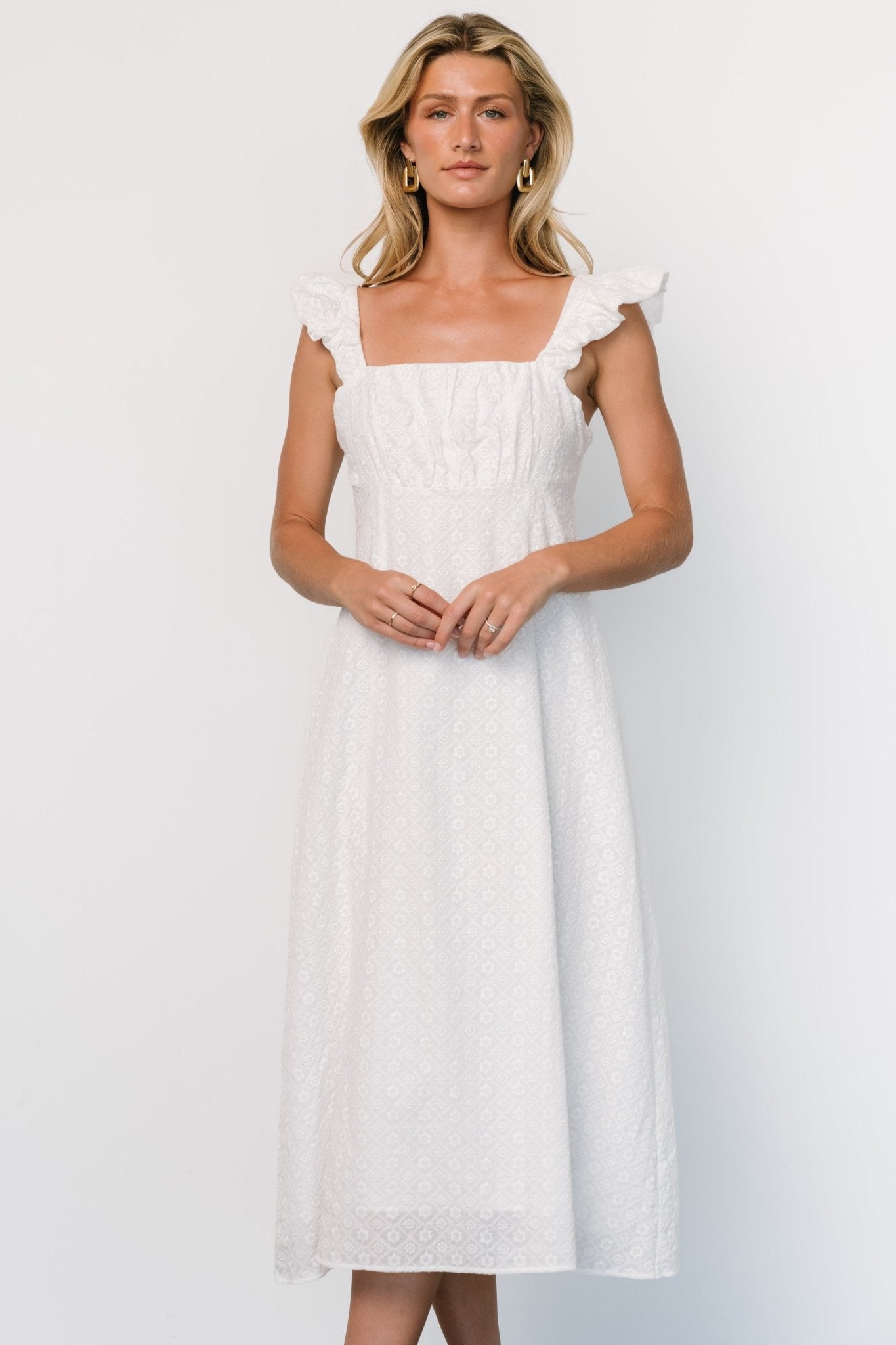 Kiara Eyelet Midi Dress | Off White - Baltic Born