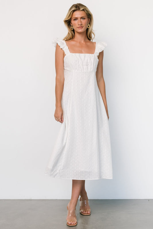 Kiara Eyelet Midi Dress | Off White - Baltic Born