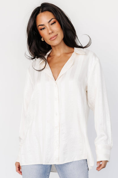 Kieran Striped Button Up Top | Cream - Baltic Born